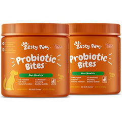 Zesty Paws Probióticos para perros: bocado sabroso que apoya la digestión.