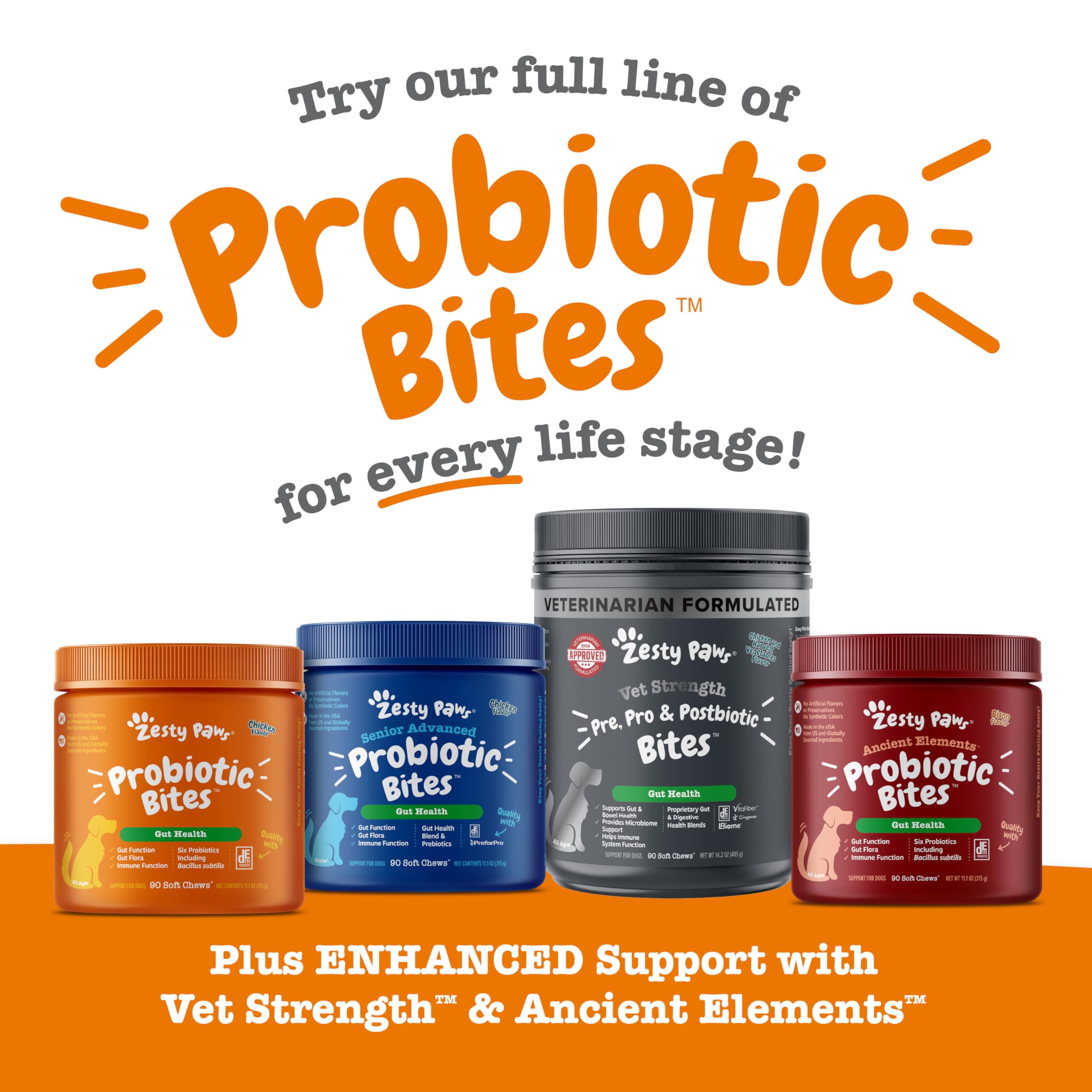 Zesty Paws Probióticos: mejora la salud de la flora intestinal de tu perro.