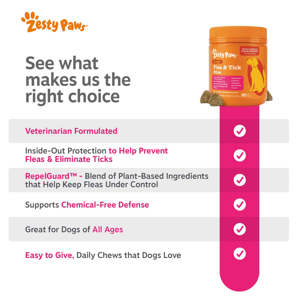 Zesty Paws repelente de plagas para perros contra pulgas y garrapatas