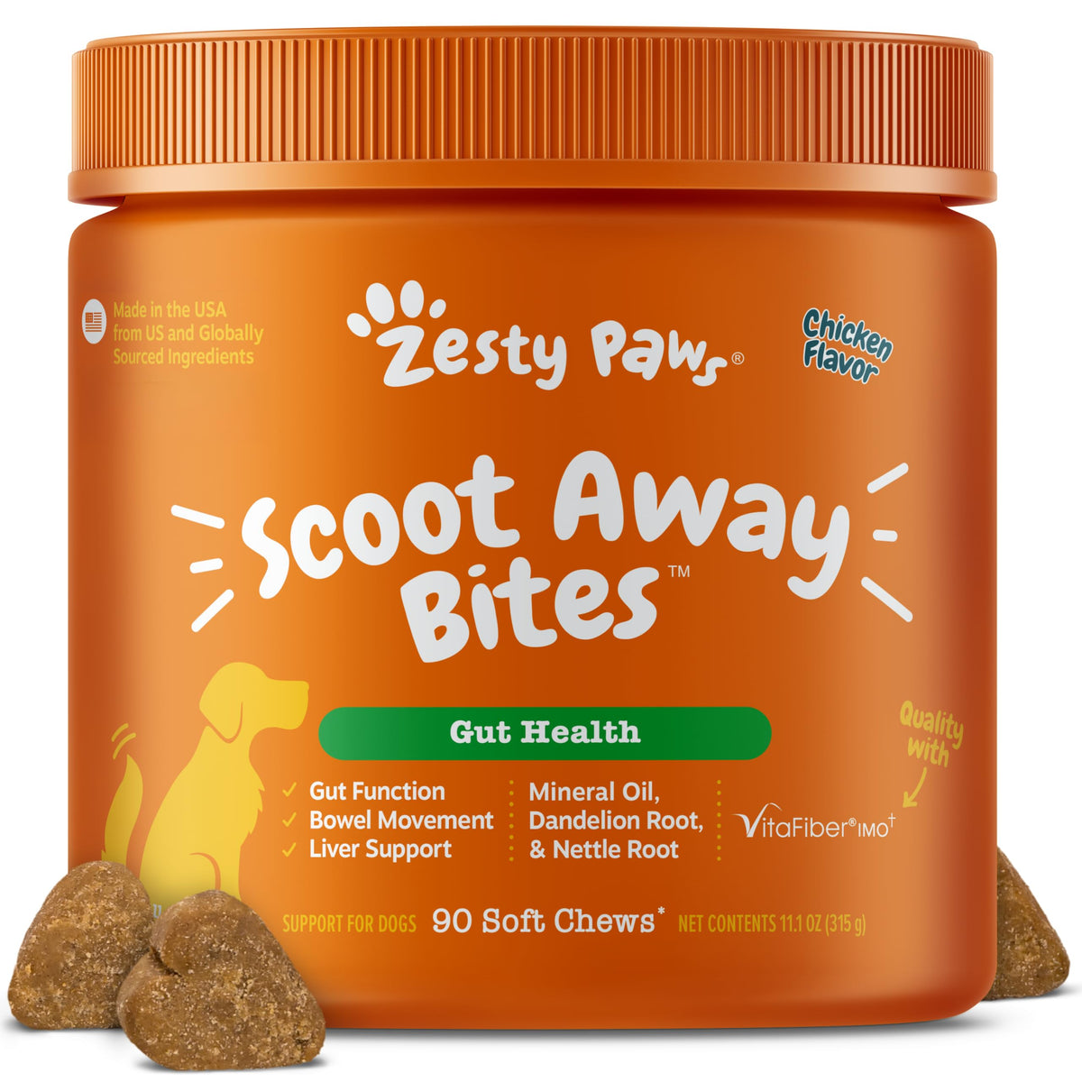 Zesty Paws Scoot Away frasco vertido para dosis diaria segura