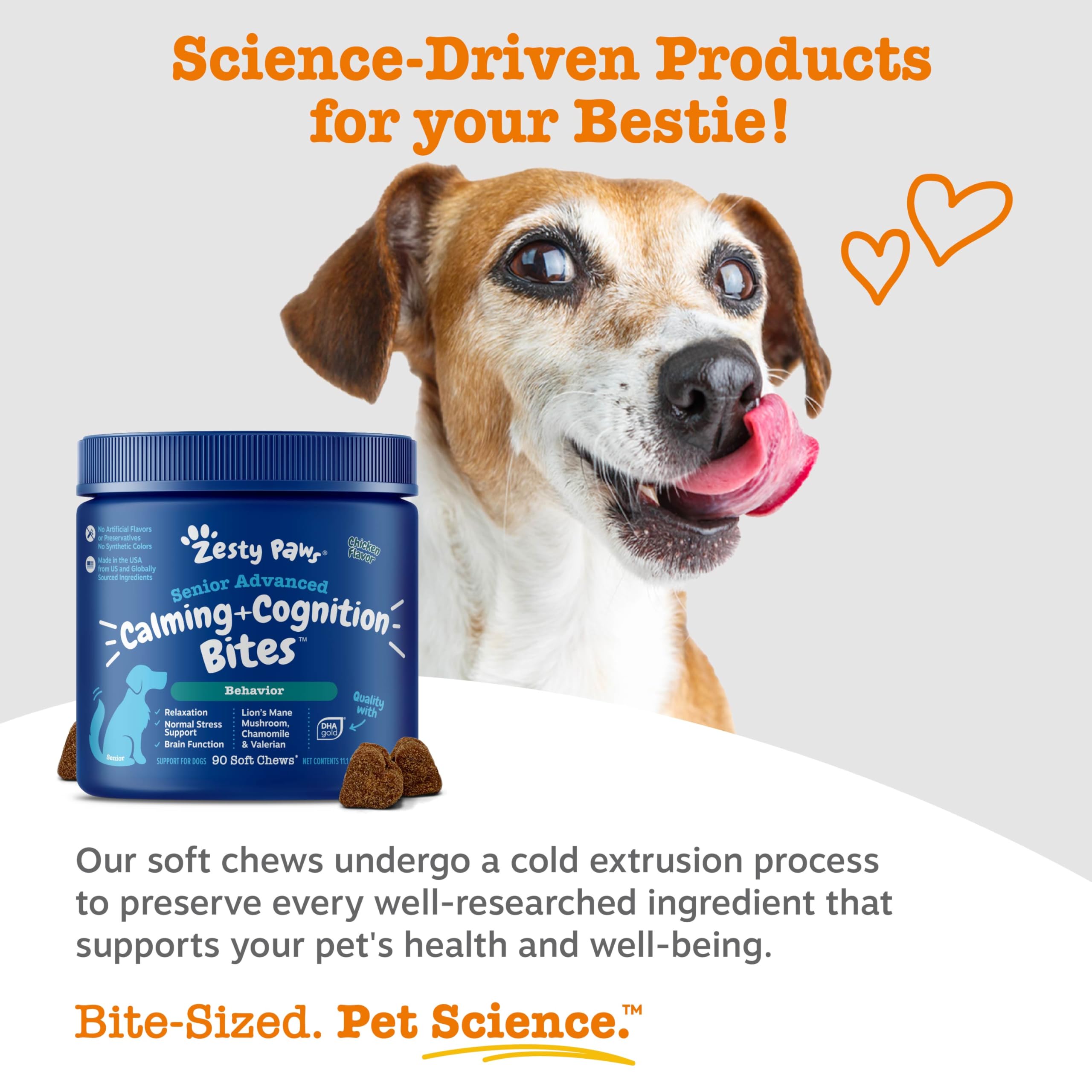 Zesty Paws Senior Calming Cognition: calma ante tormentas y ruidos fuertes