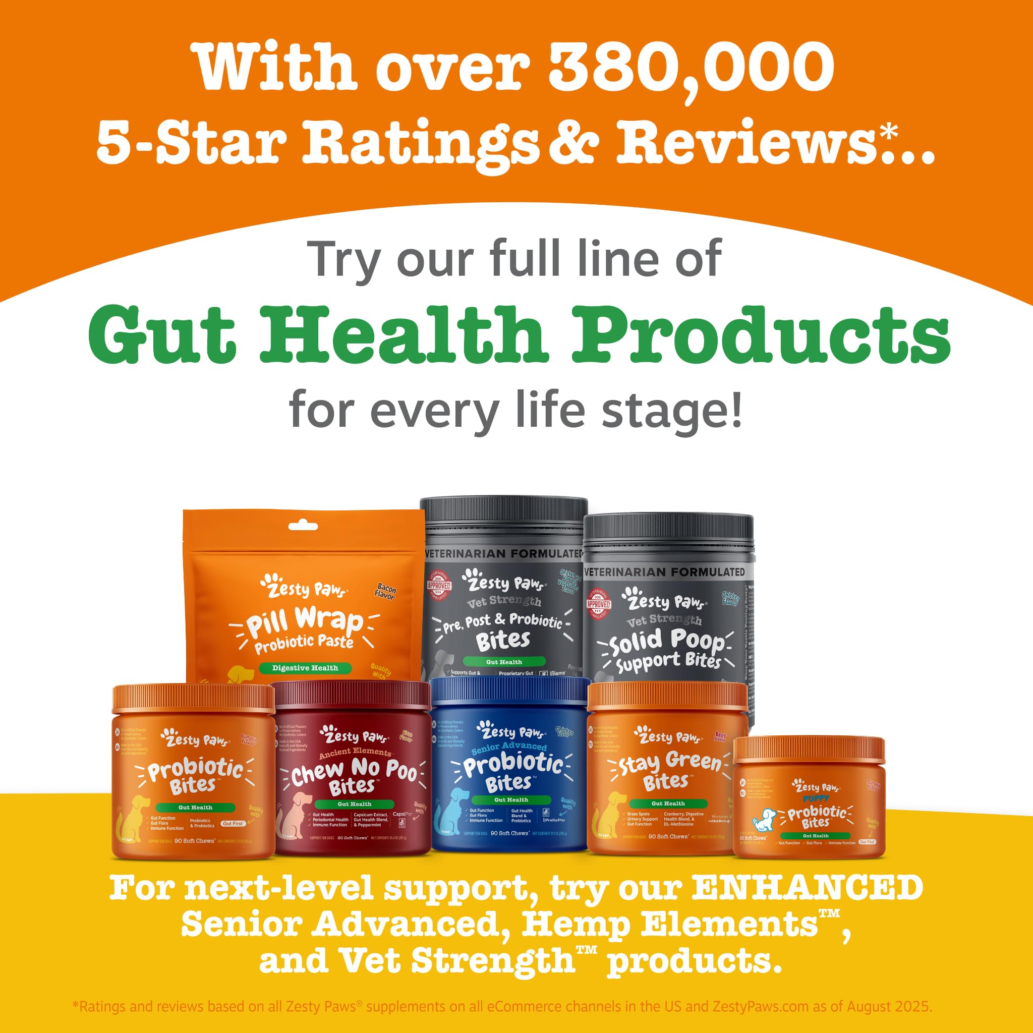 Zesty Paws Solid Poop Support Bites mezcla digestiva para perros.