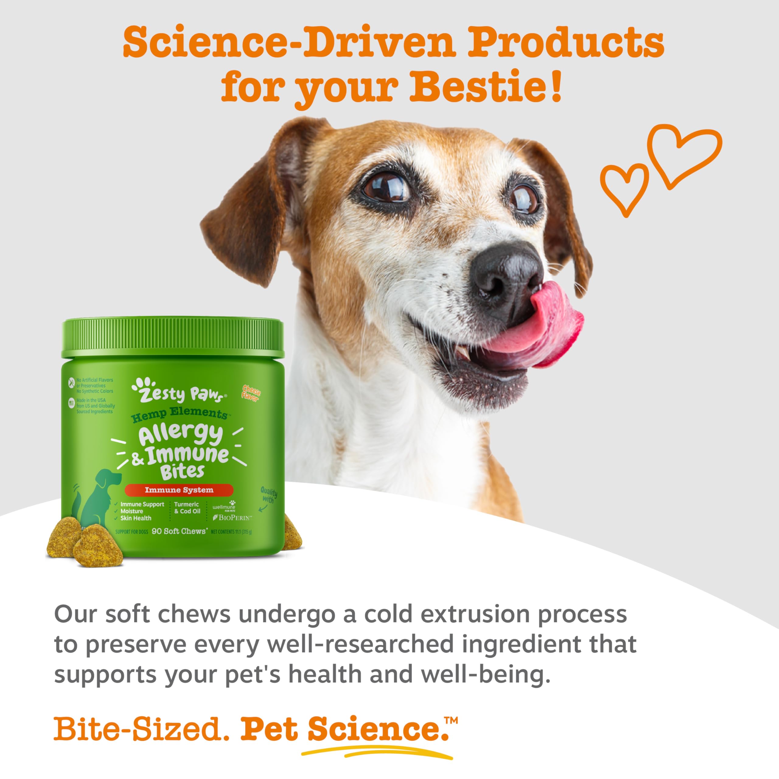 Bocados de Zesty Paws con cúrcuma y BioPerine para absorción