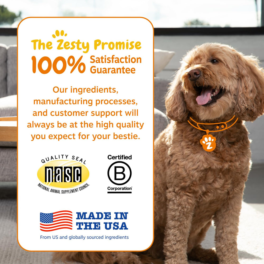 Sabor apto para perros de Zesty Paws Vet Strength Probiotics facilita el cuidado diario.