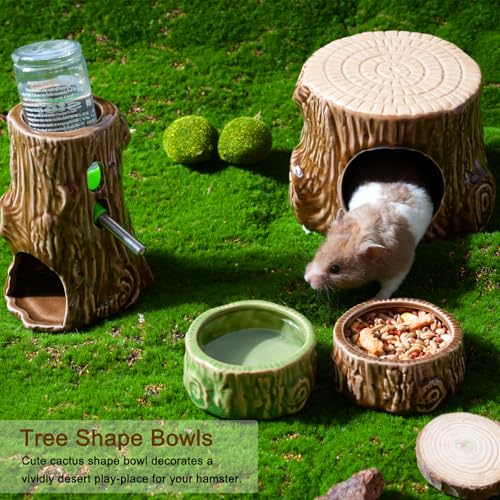 Zhilishu cuenco árbol para hámsteres, apto para agua, limpieza rápida.