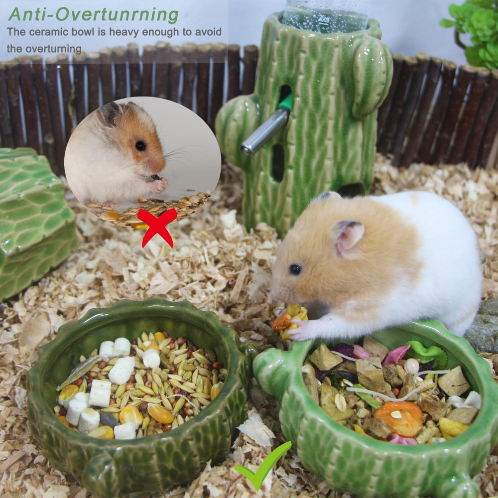 Par de tazones Zhilishu para roedores, paquete de 2, separados para comida seca y húmeda.