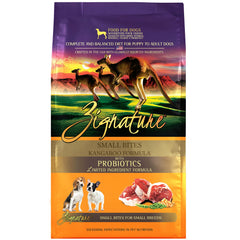 Zignature Canguro Bocaditos Pequeños, empaque frontal, ideales para perros pequeños.
