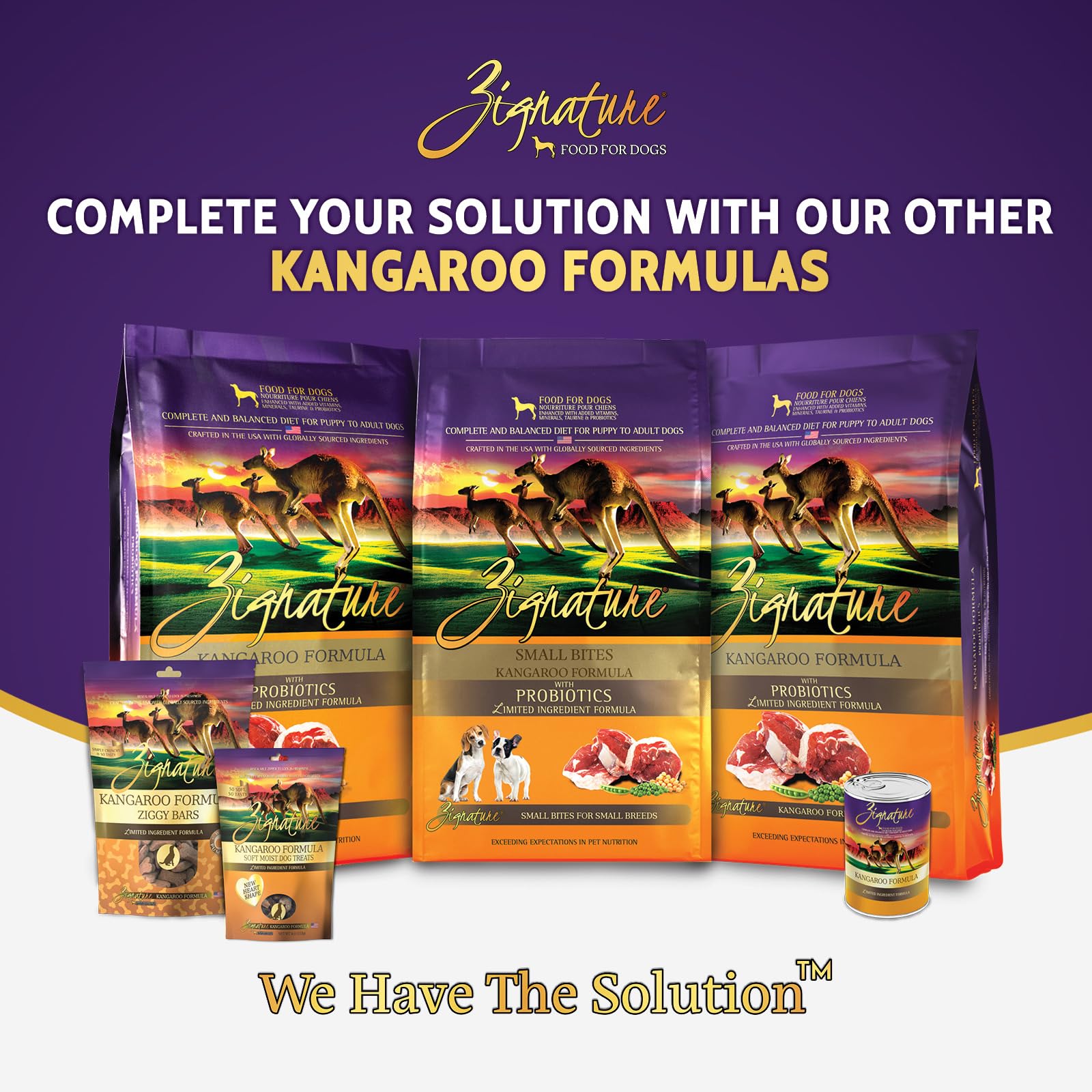 Zignature canguro, dieta de rotación suave para perros sensibles.