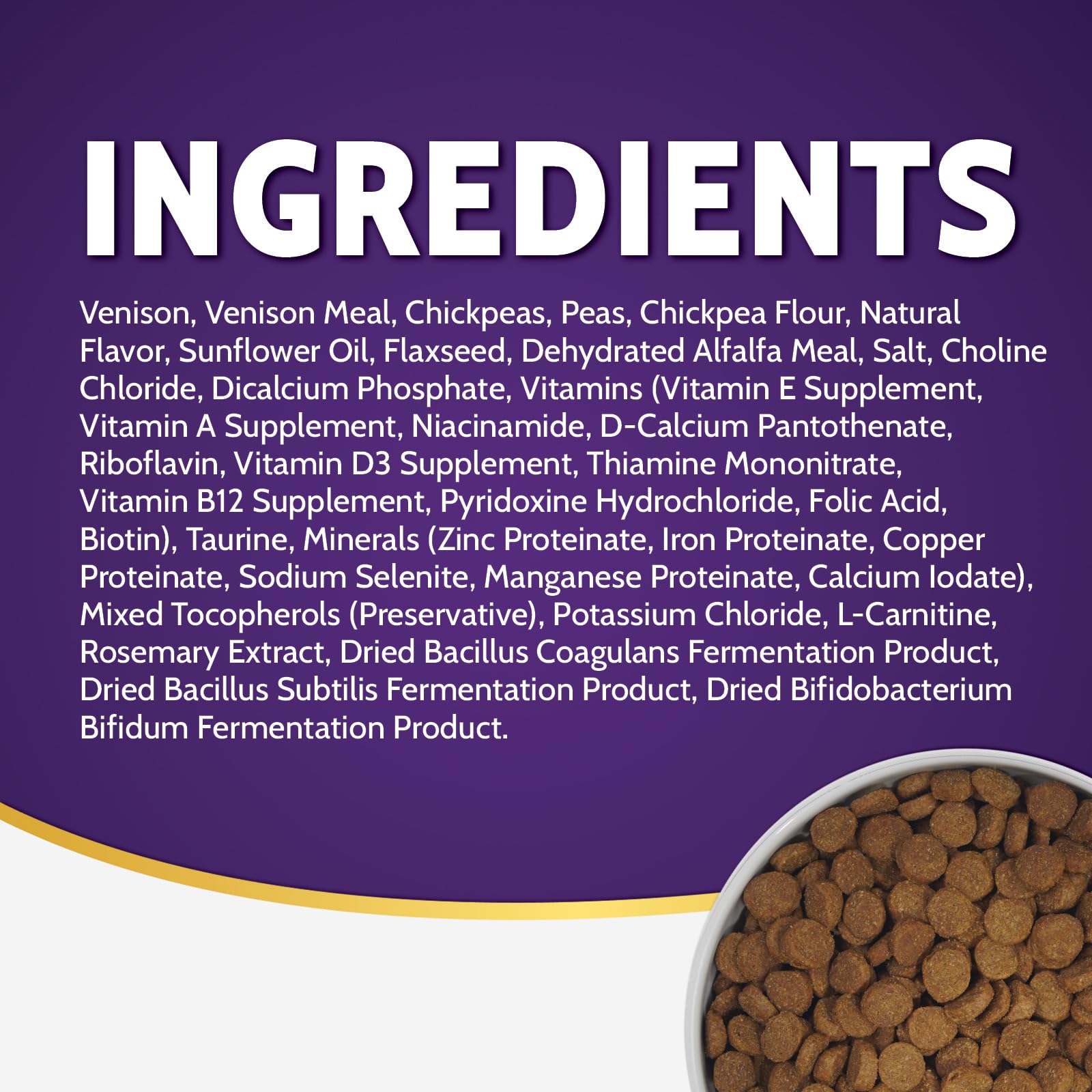 Etiqueta de probióticos en Zignature Ciervo, apoyo potencial a la salud intestinal.