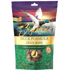 Zignature pato galletas, vista de empaque con ingredientes limitados.
