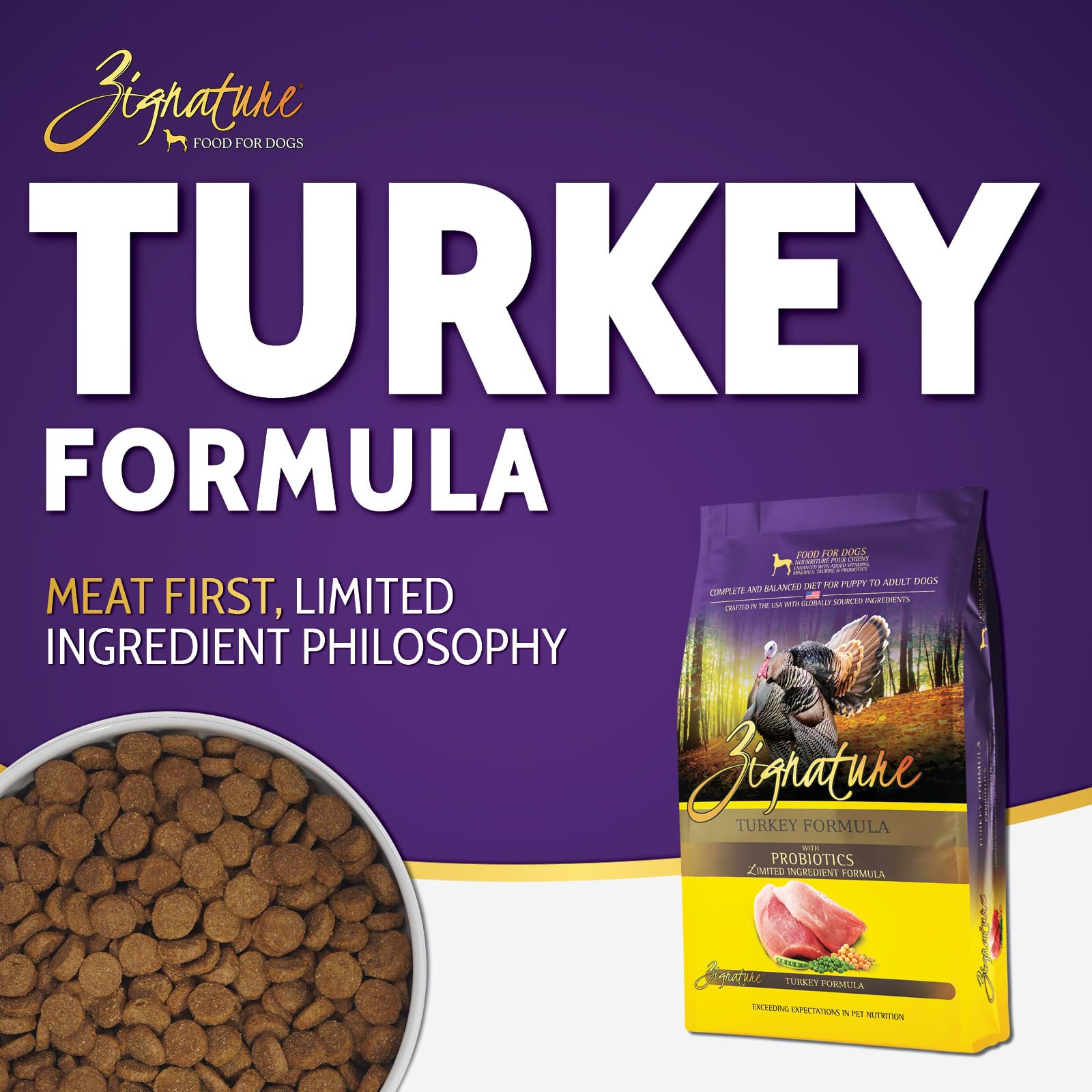 Zignature Pavo: ingrediente principal pavo y formato de bocados pequeños para perros