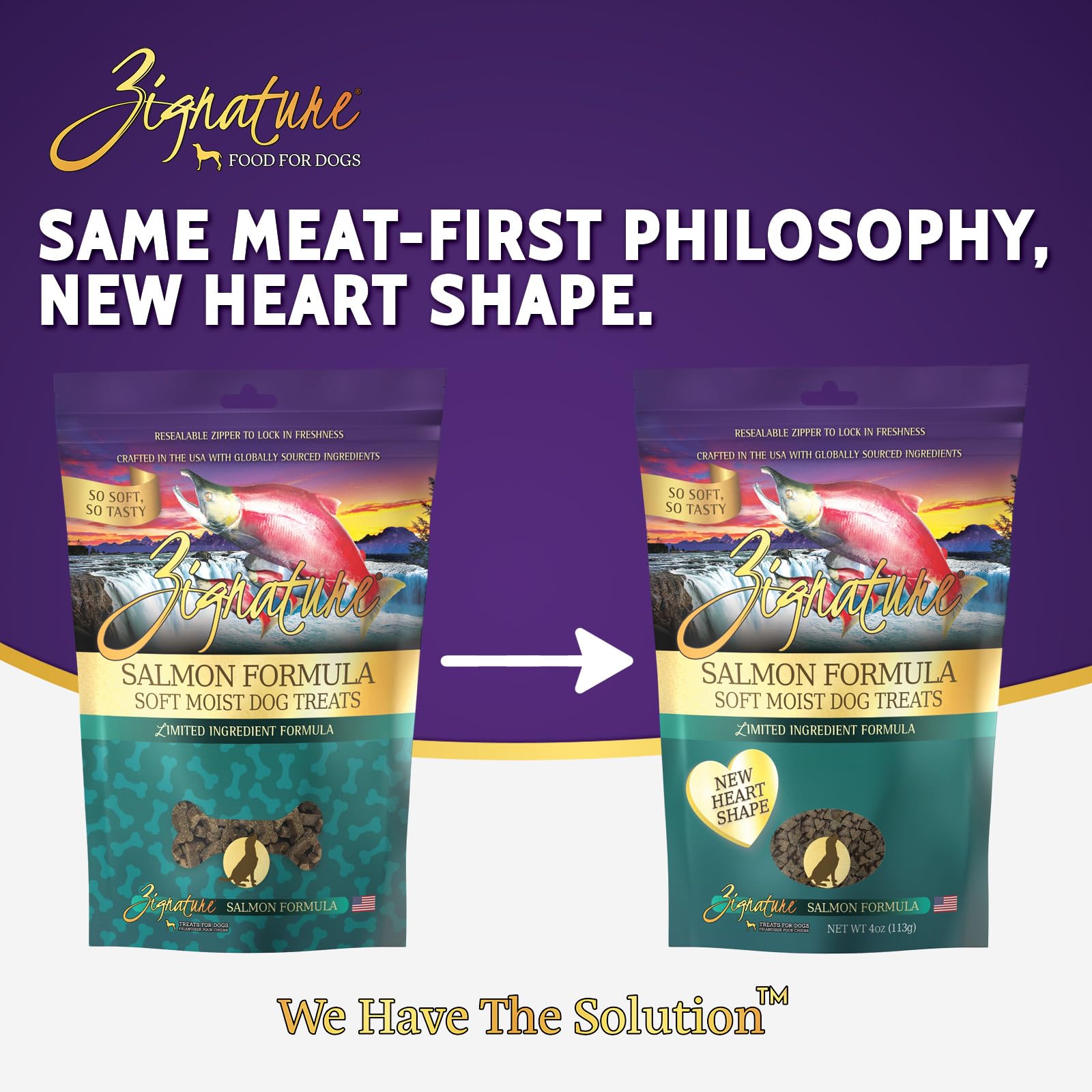 Zignature Salmón, snack blando y húmedo, perfecto para entrenamientos cotidianos.