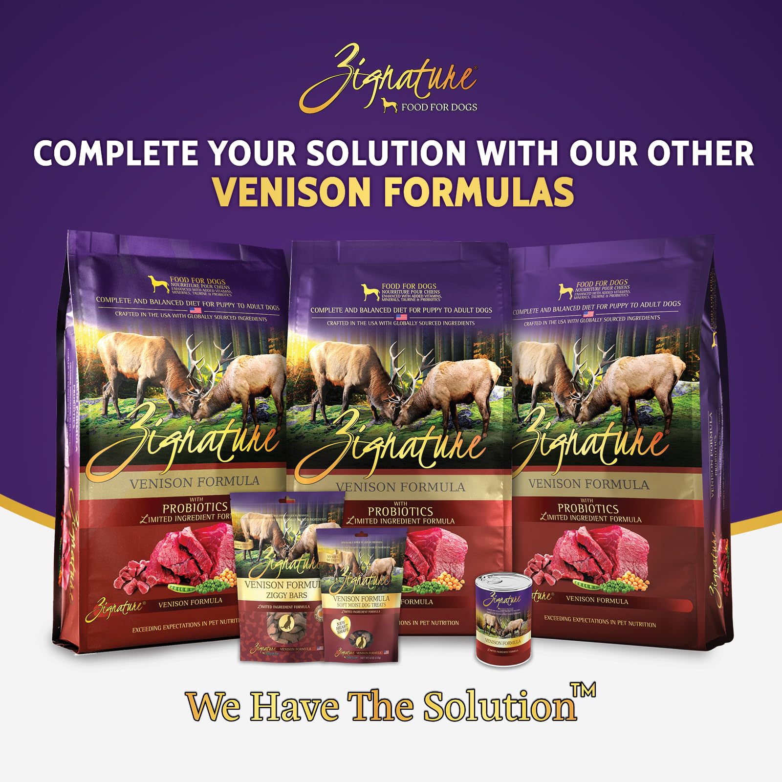 Zignature Venison etiqueta clara, información nutricional útil para elegir