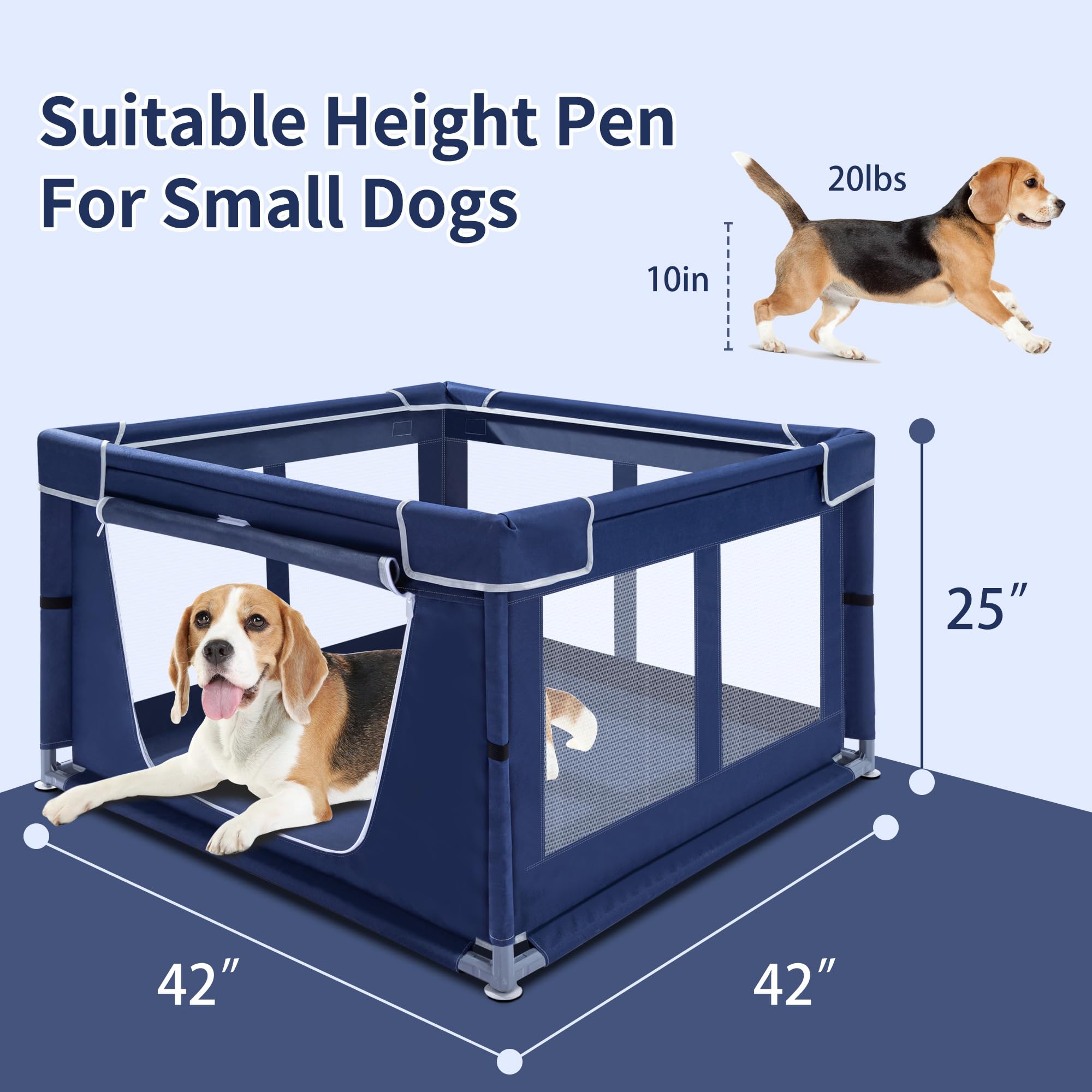Zikopomi recinto de 42x42 pulgadas; espacio cómodo para cachorros y gatitos.