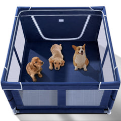 Zikopomi recinto-juego para cachorros rectangular; ideal para uso en interiores junto a la pared.