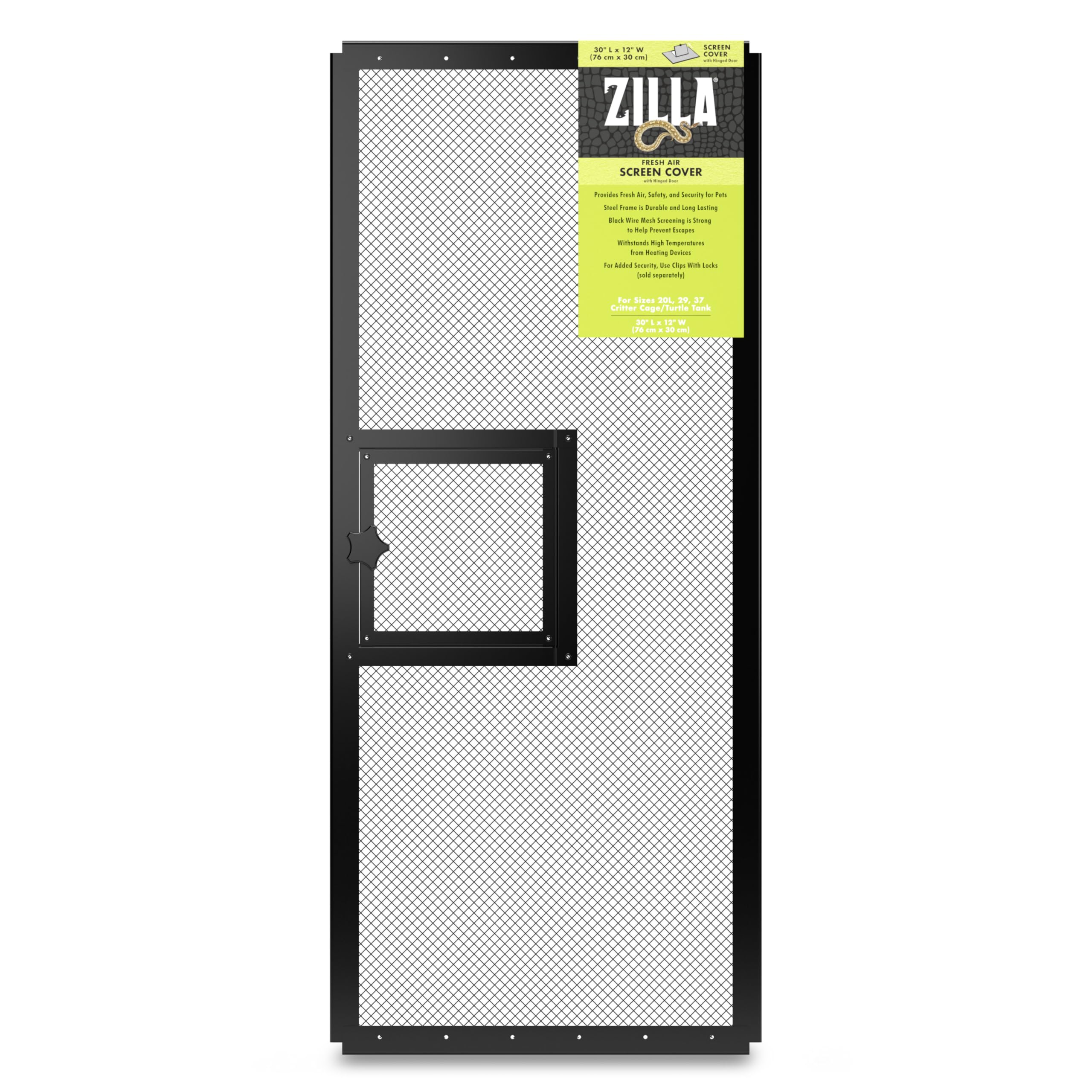 Zilla Pet Reptile Terrarium tapa frontal, facilita ventilación continua.
