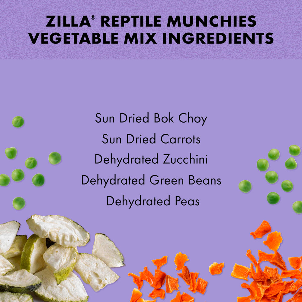 Zilla Reptile Munchies Mezcla vegetal con calabacin, variedad de verduras.