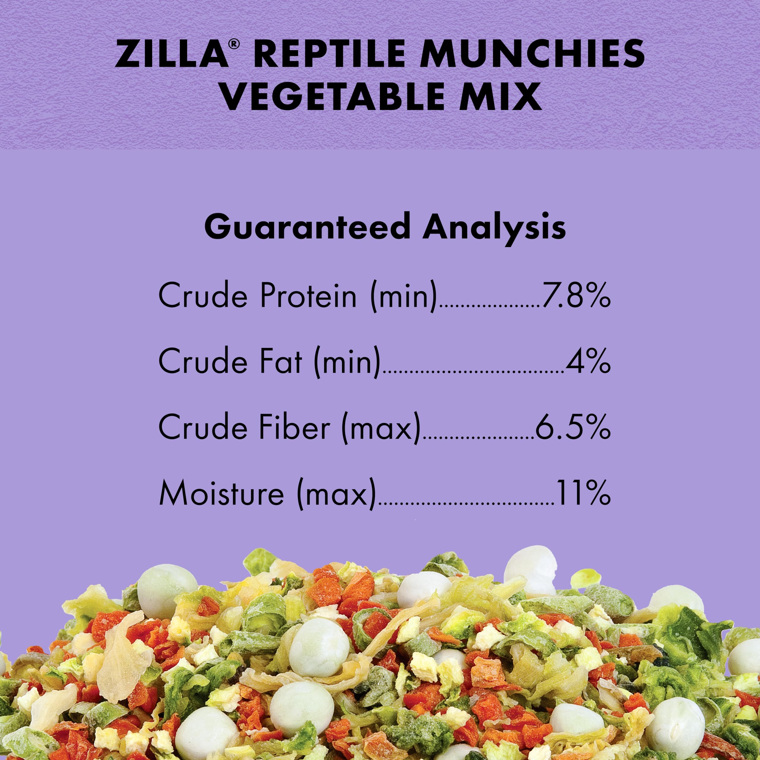 Zilla Reptile Munchies Mezcla vegetal con judías verdes, opción práctica.