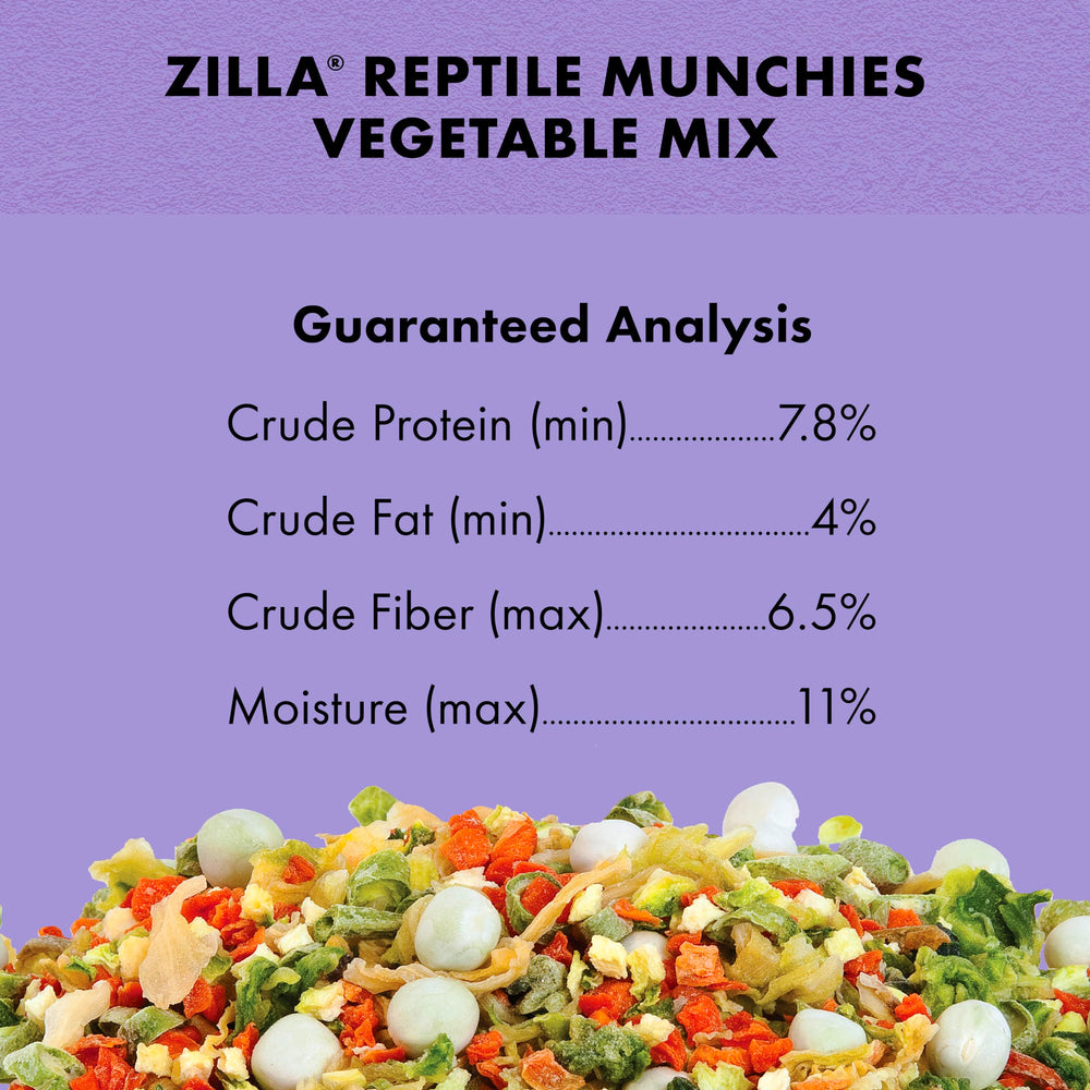 Zilla Reptile Munchies Mezcla vegetal con judías verdes, opción práctica.