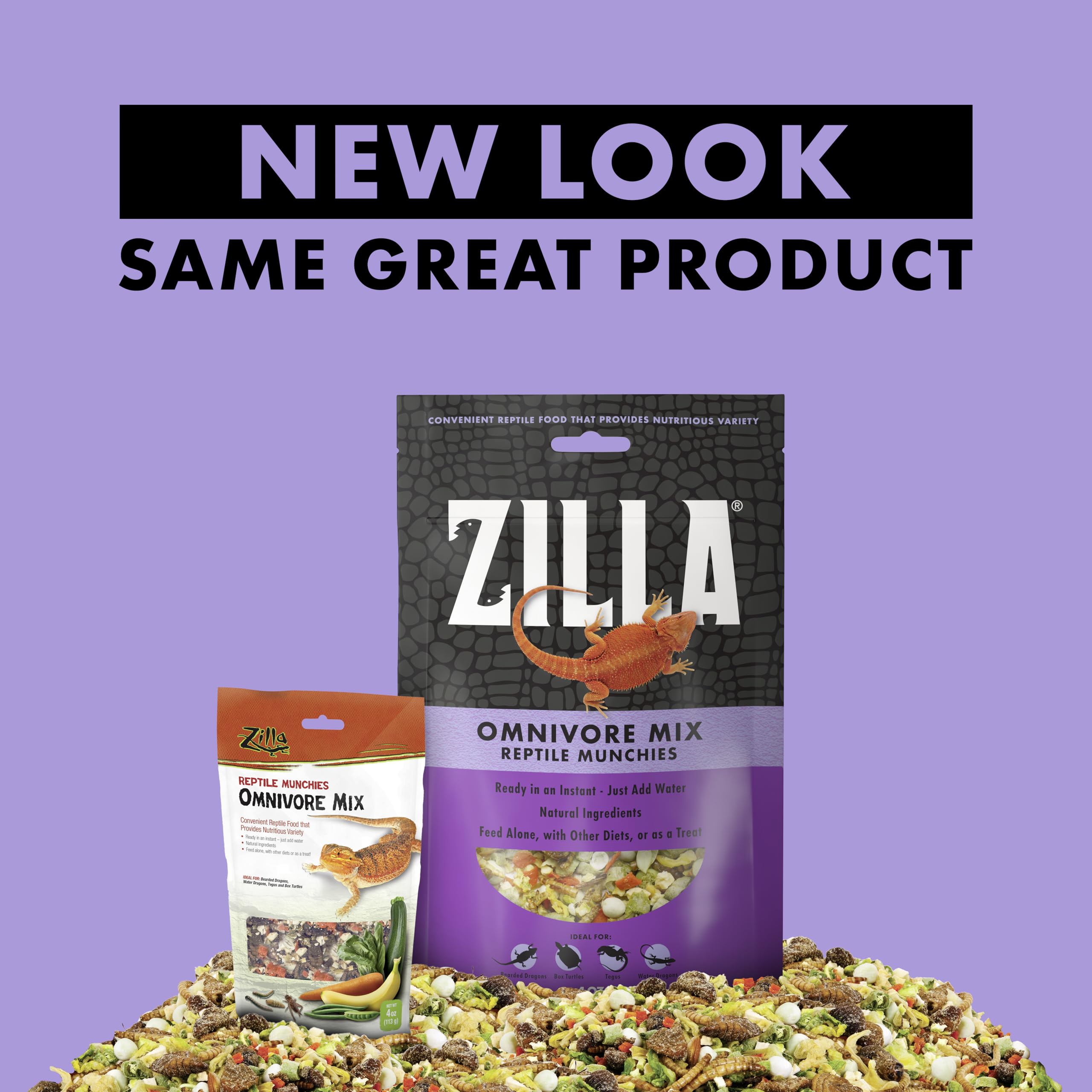 Zilla Reptile Munchies verduras-insectos: vegetales verdes e insectos para omnívoros.
