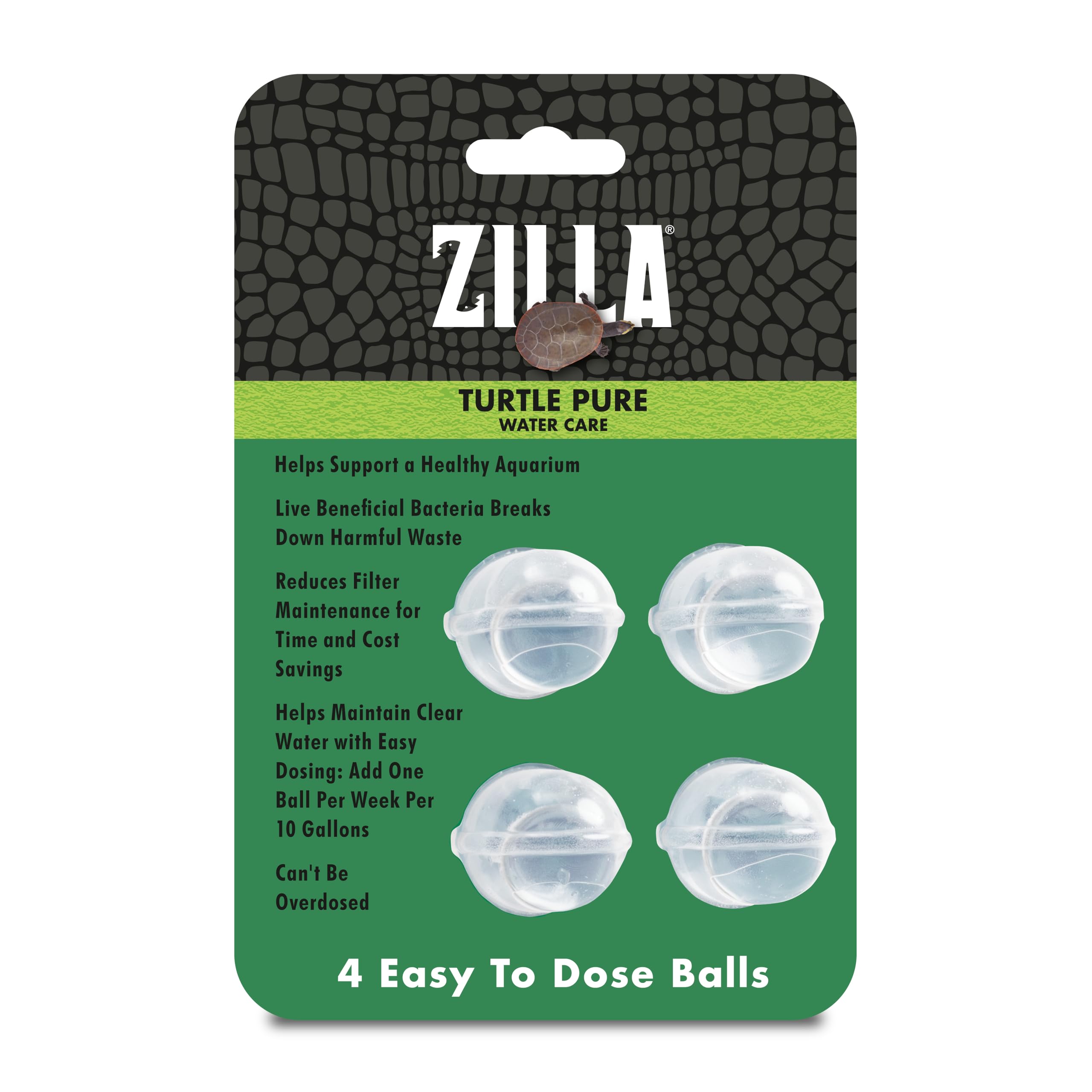 Zilla Turtle Pure: bola de dosificacion que se descompone para cuidado semanal