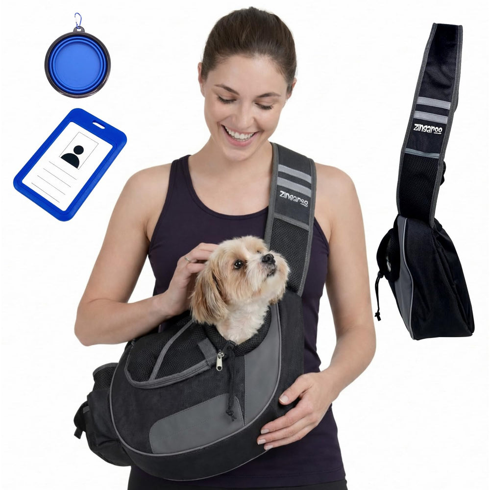 Zingaroo sling-mascota frontal para paseos cómodos.