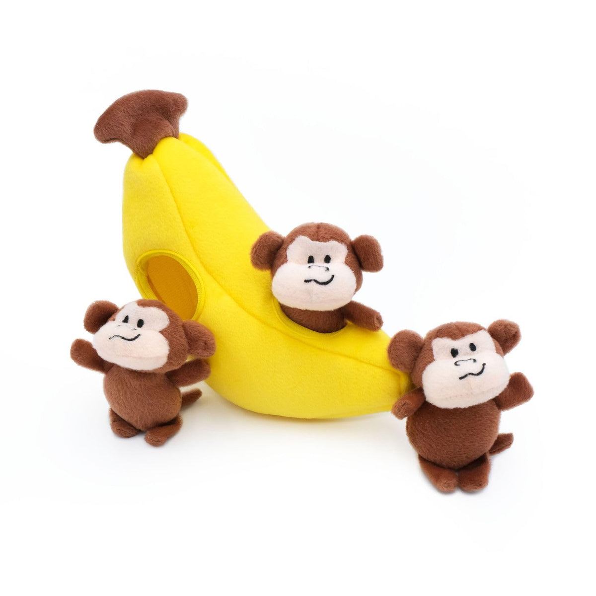 ZippyPaws Burrow con banana y mono, juego interactivo para estimular la mente y la diversión del perro