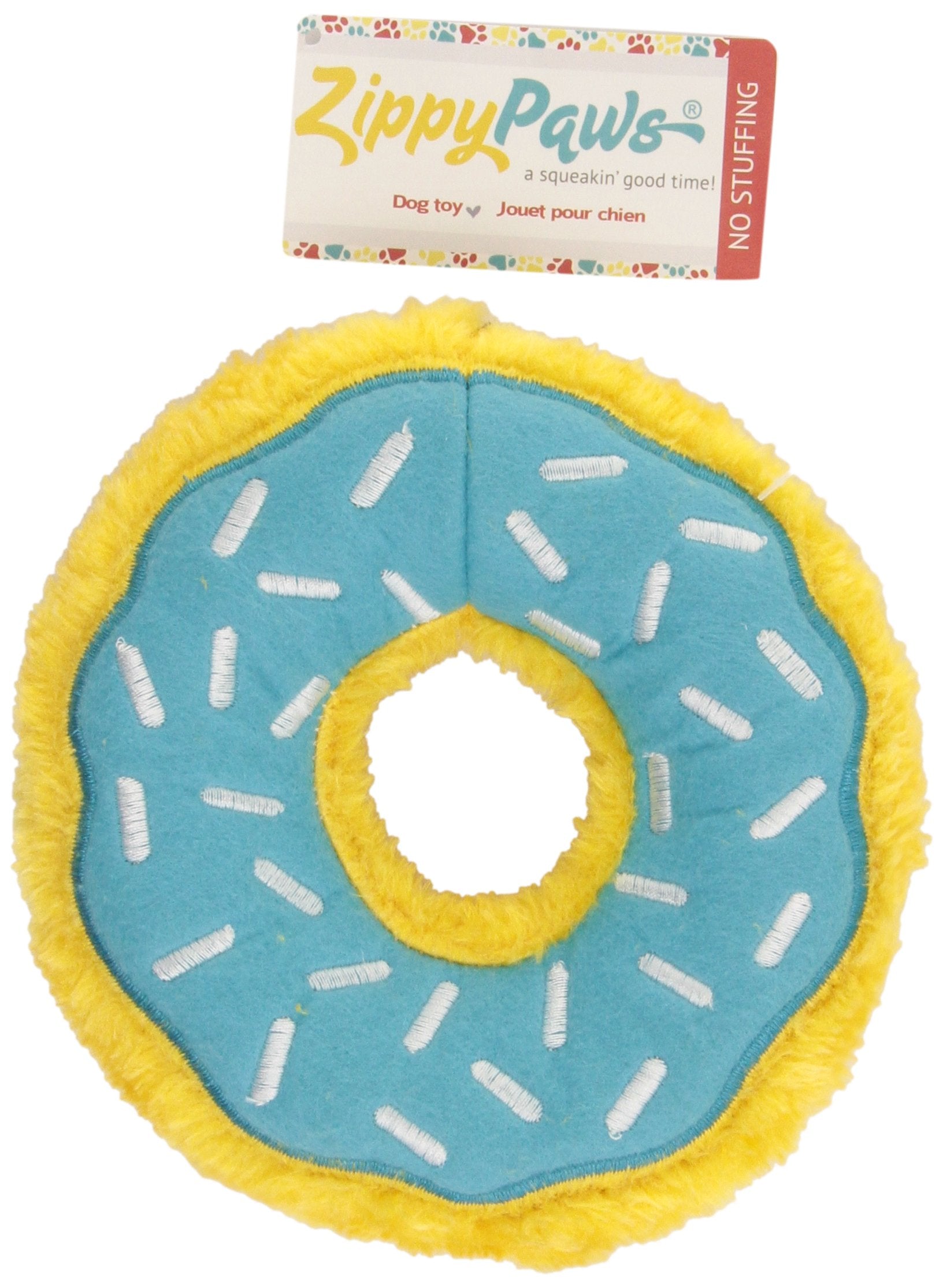 ZippyPaws Donutz con dos chirradores en media luna generan sonidos atractivos.