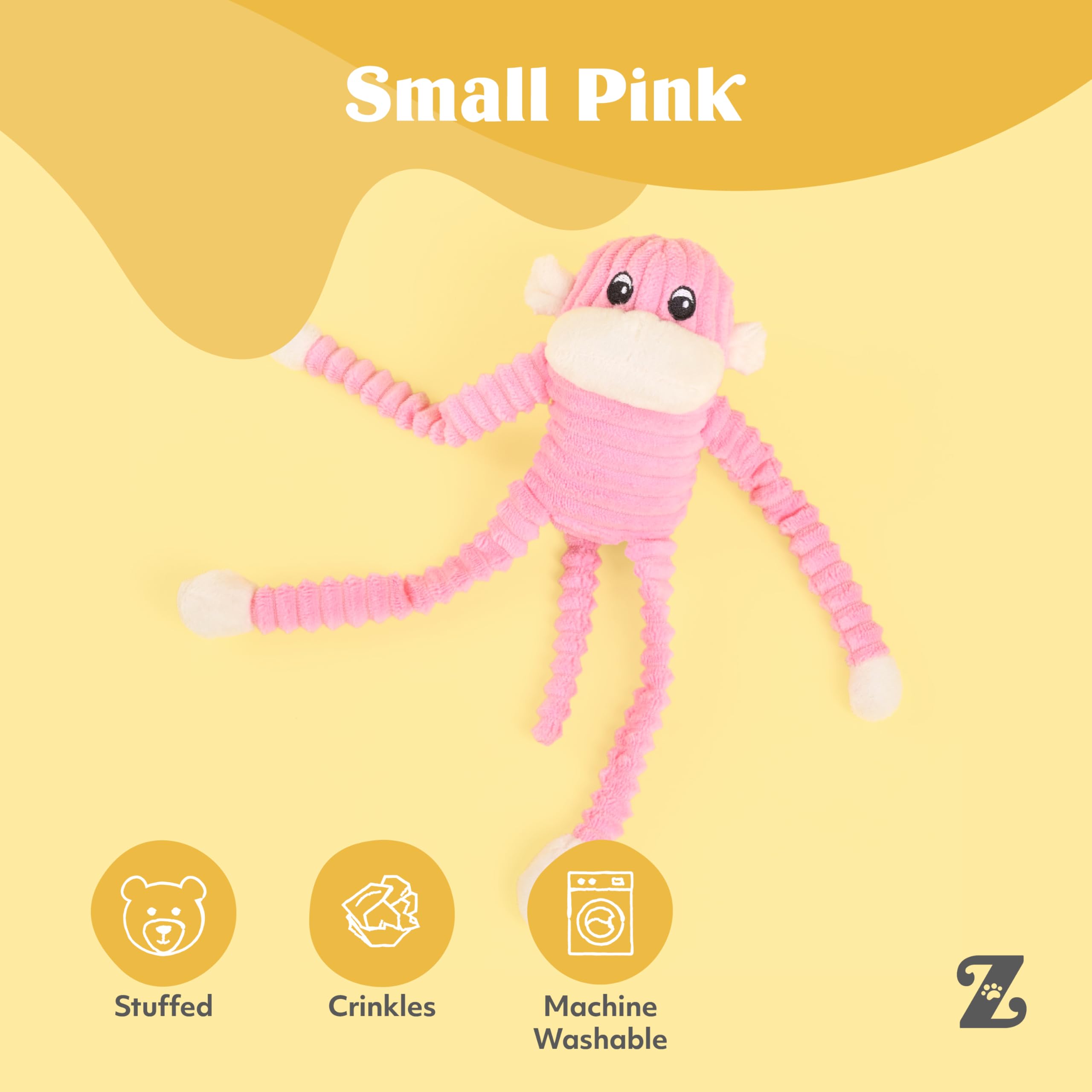 ZippyPaws Crinkle Monkey, textura suave ideal para abrazar y jugar