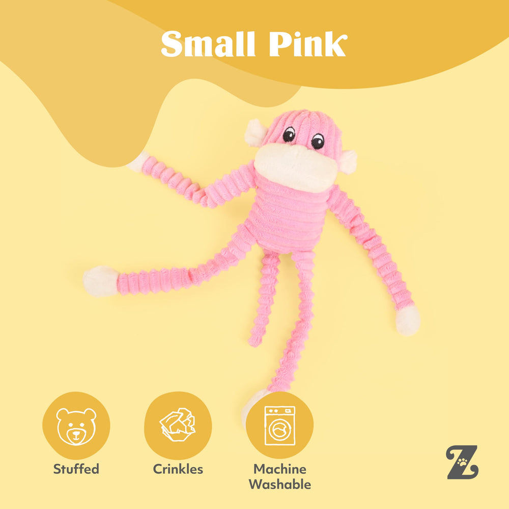 ZippyPaws Crinkle Monkey, textura suave ideal para abrazar y jugar