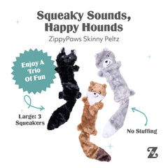 ZippyPaws Skinny Peltz lobo sin relleno perfecto para buscar y traer