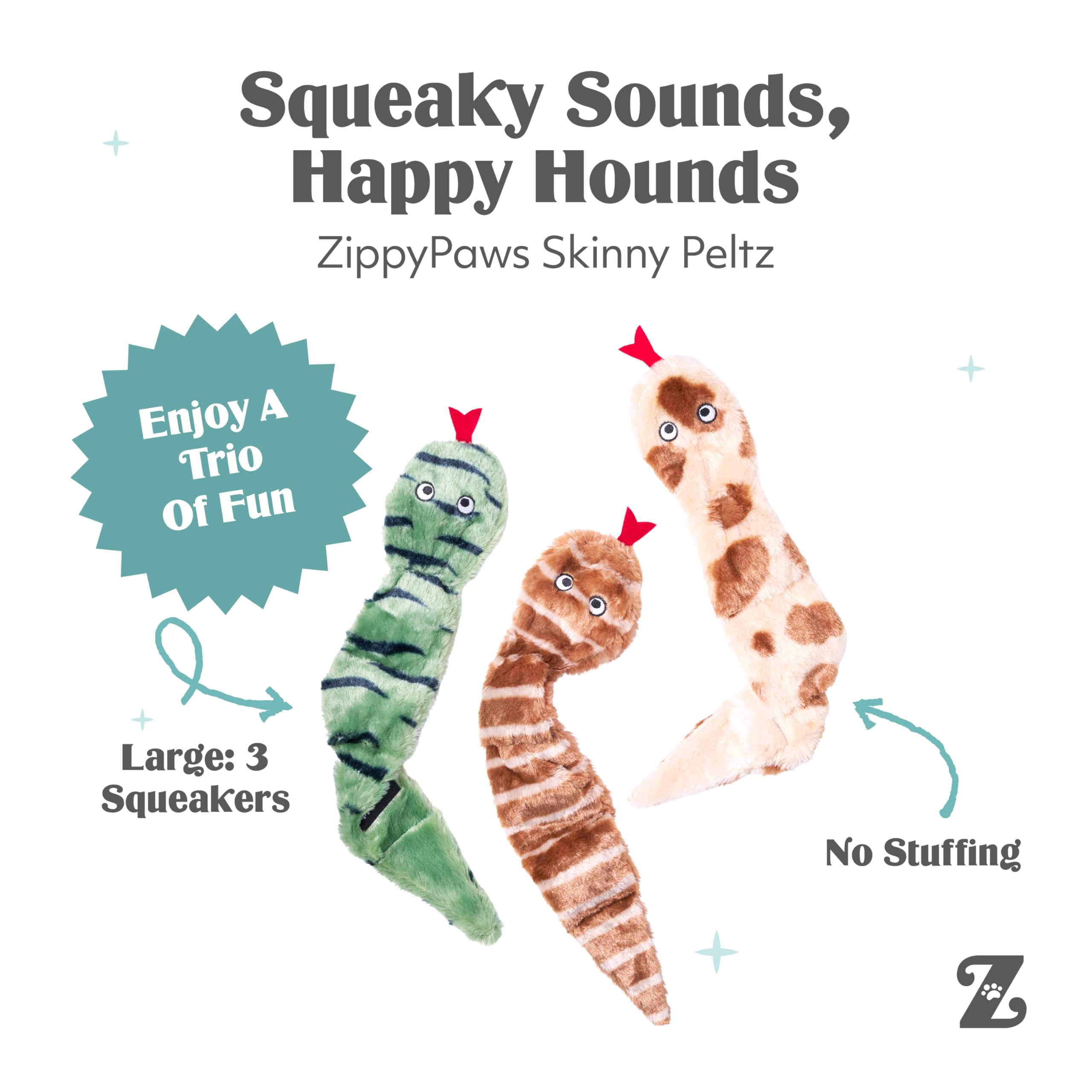 ZippyPaws Skinny Peltz serpientes del desierto: diversión interactiva para juego de búsqueda