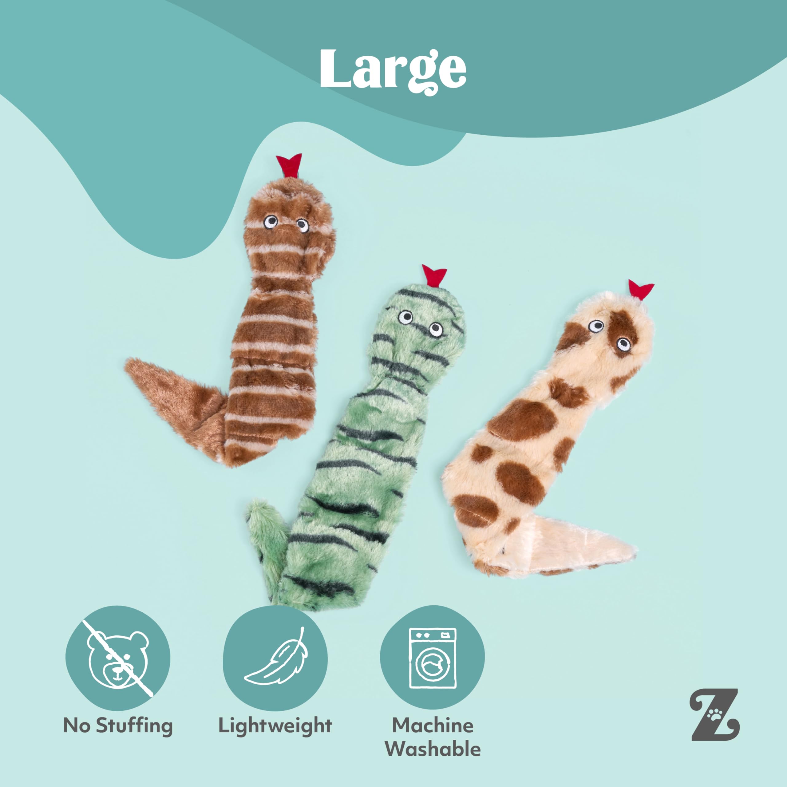 ZippyPaws Skinny Peltz serpientes del desierto: tres chirriadores para recompensas auditivas