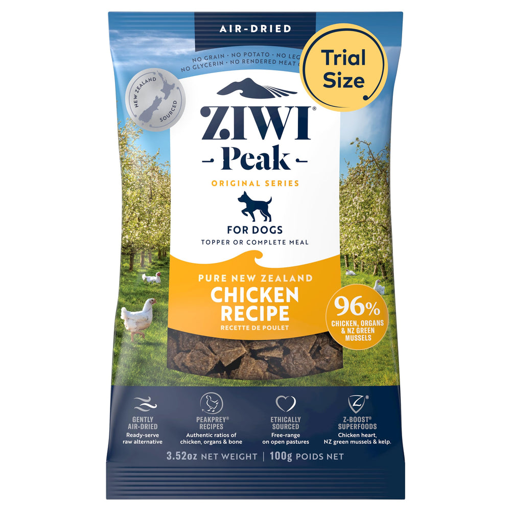 Ziwi Peak para perros con pollo, alimento secado al aire, alto en proteína.