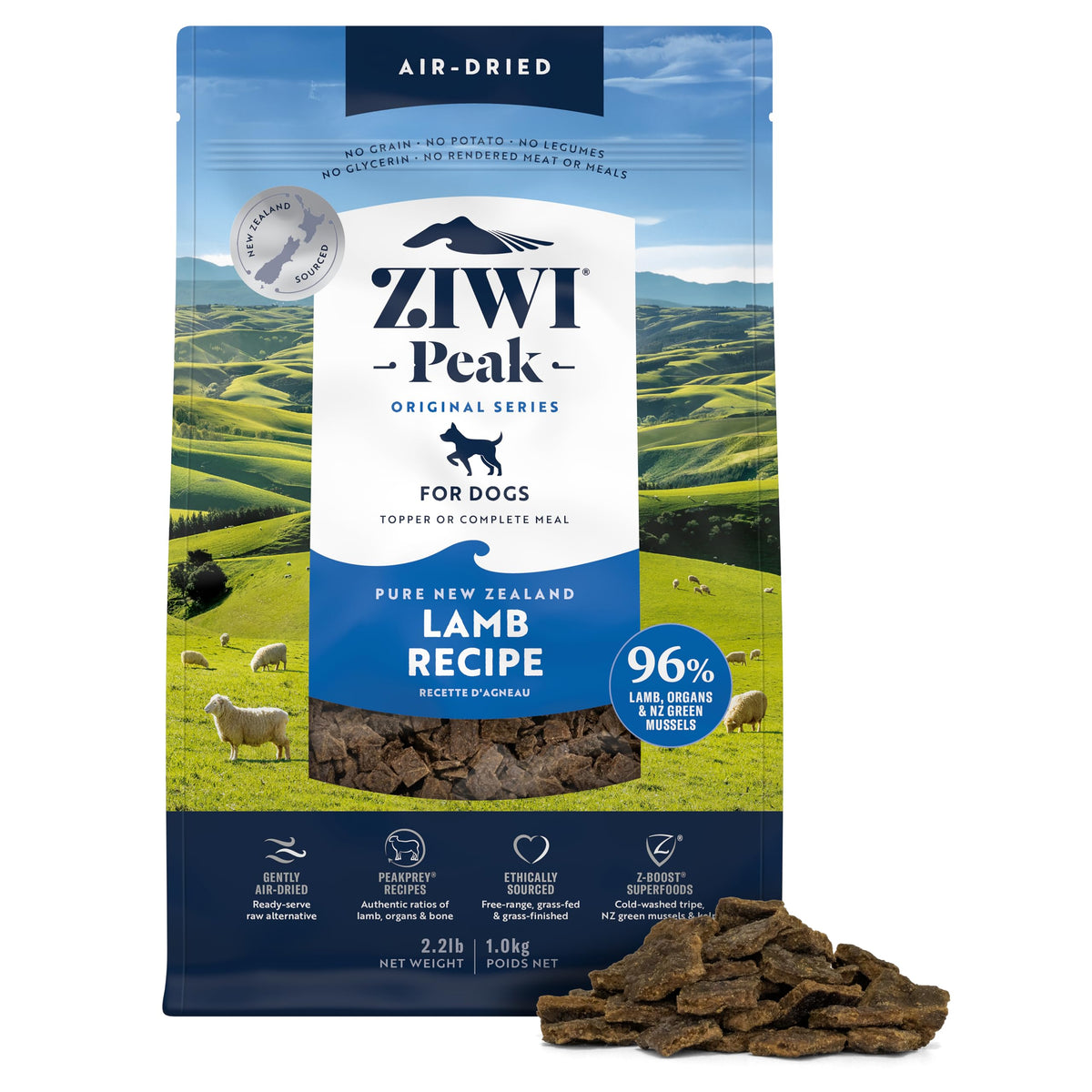 ZIWI Peak cordero secado al aire en tazón: alto en proteína para perros.