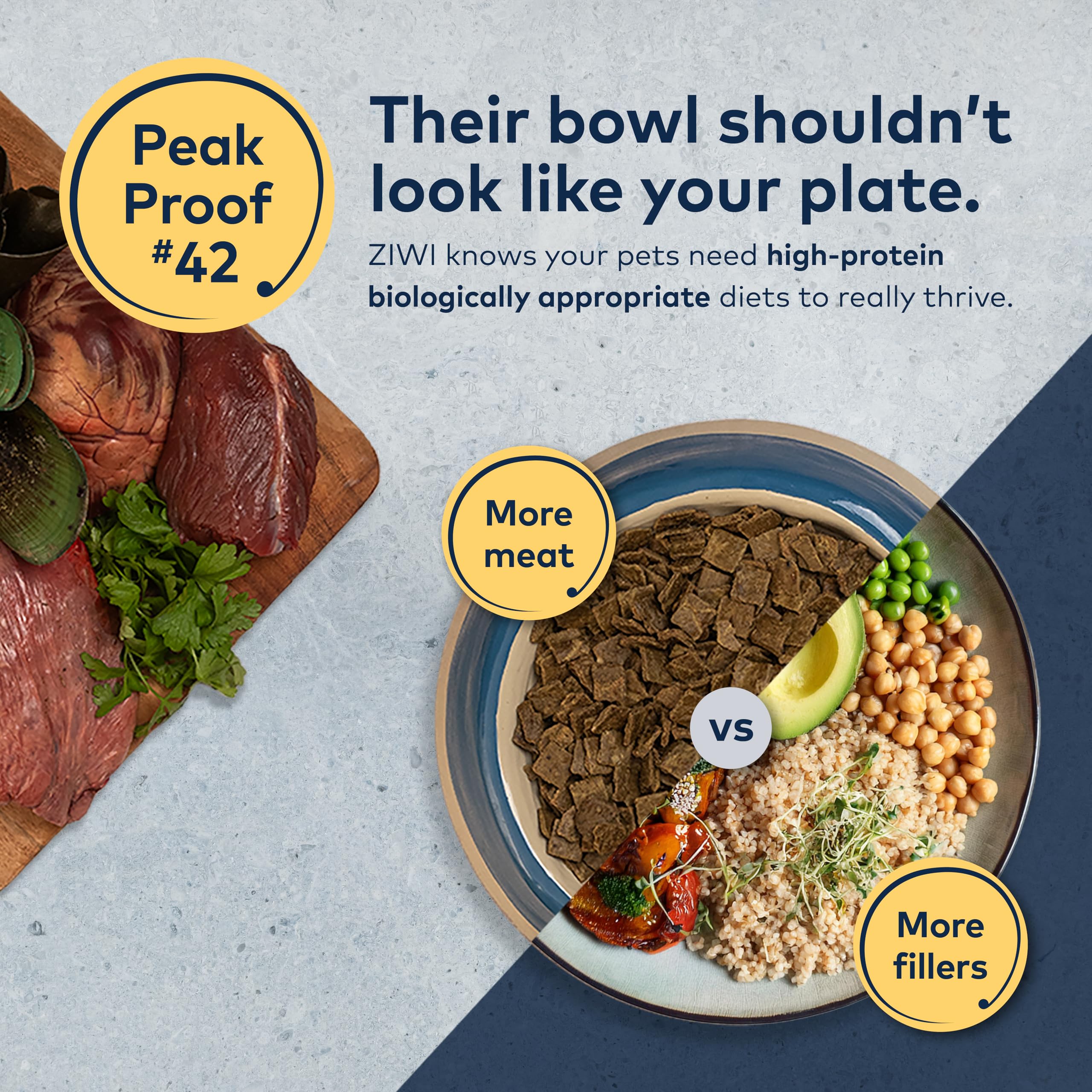 Ziwi Peak envase de 16 oz, conveniencia para comida diaria.