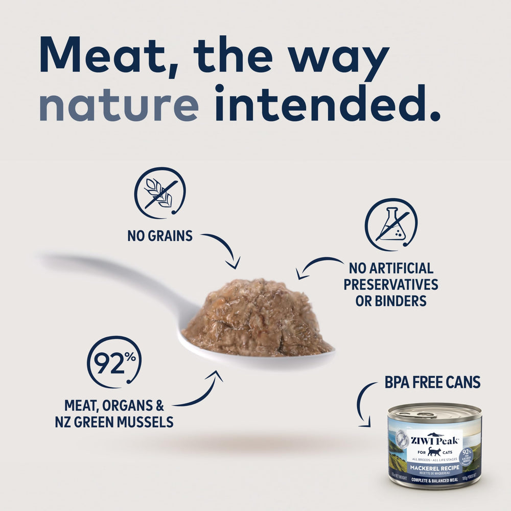 ZIWI Peak ingredientes naturales para gato, opción sin granos para dieta diaria.