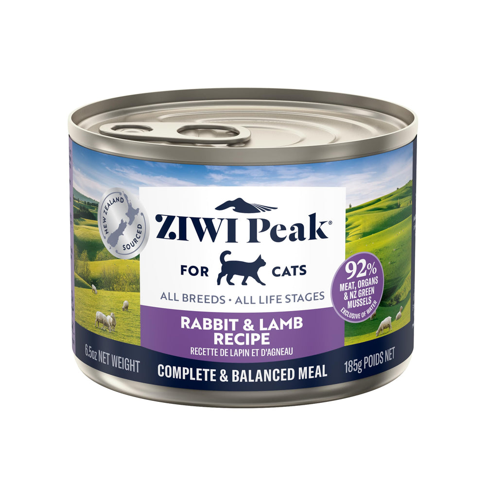 ZIWI Peak latas 6.5oz con conejo y cordero, pack práctico para probar sabores.