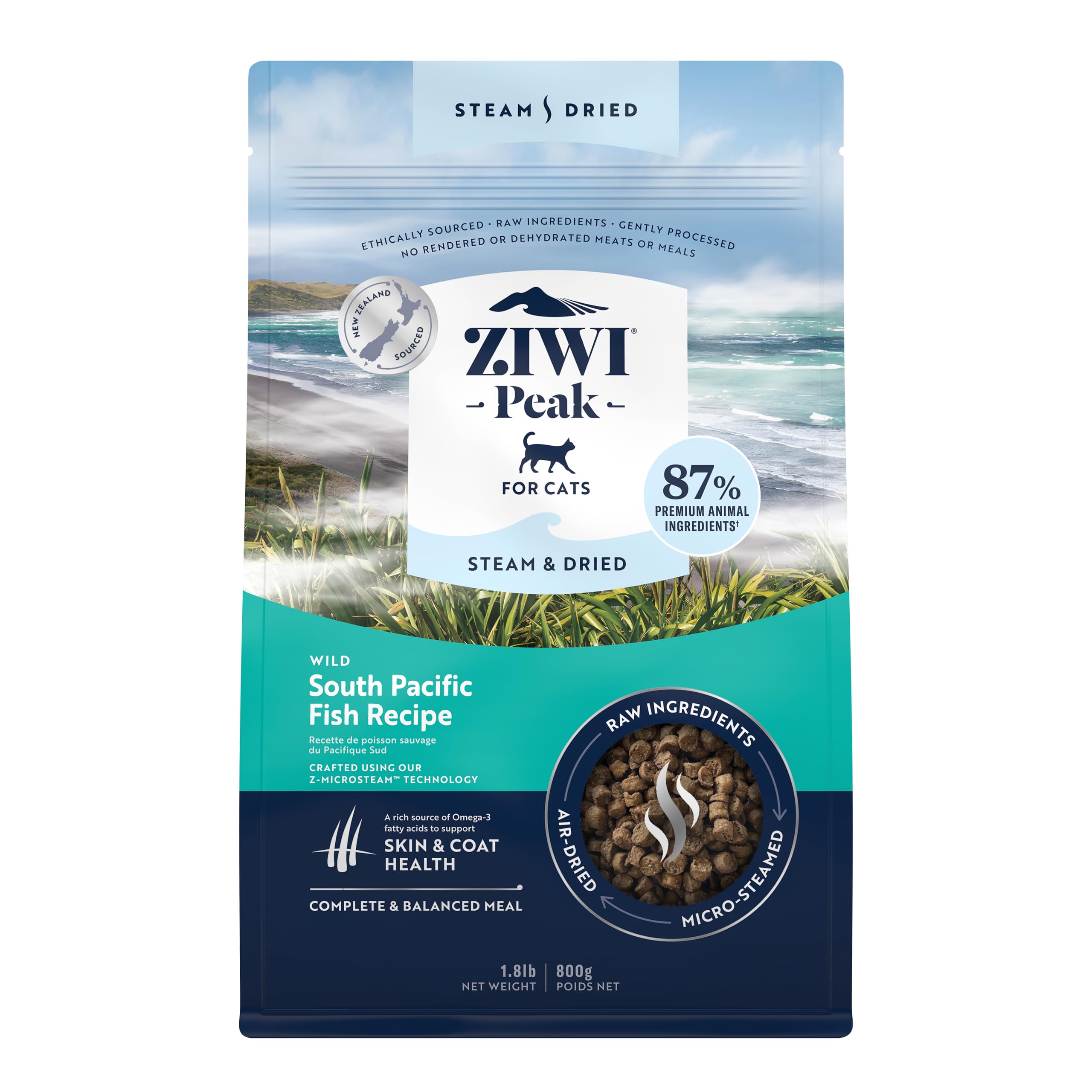 ZIWI Peak: plato de gato con pescado del sur pacifico salvaje, energía diaria.