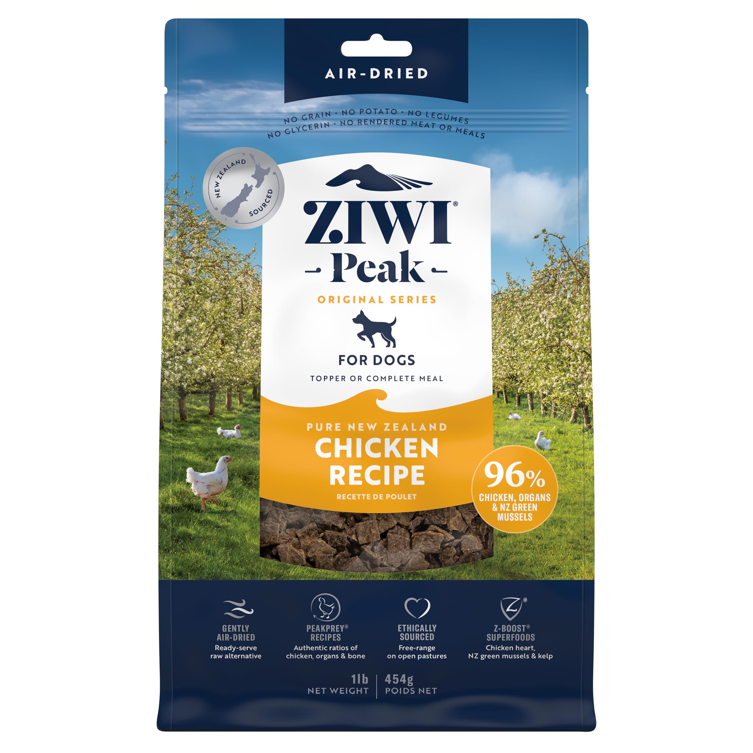 ZIWI Peak pollo deshidratado al aire, proteína alta para perros activos