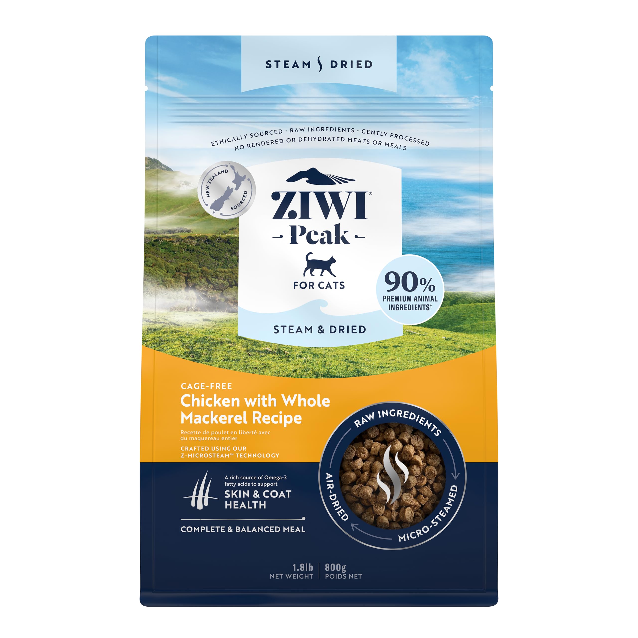 ZIWI Peak Pollo sin jaula, proteína alta para gatos activos.