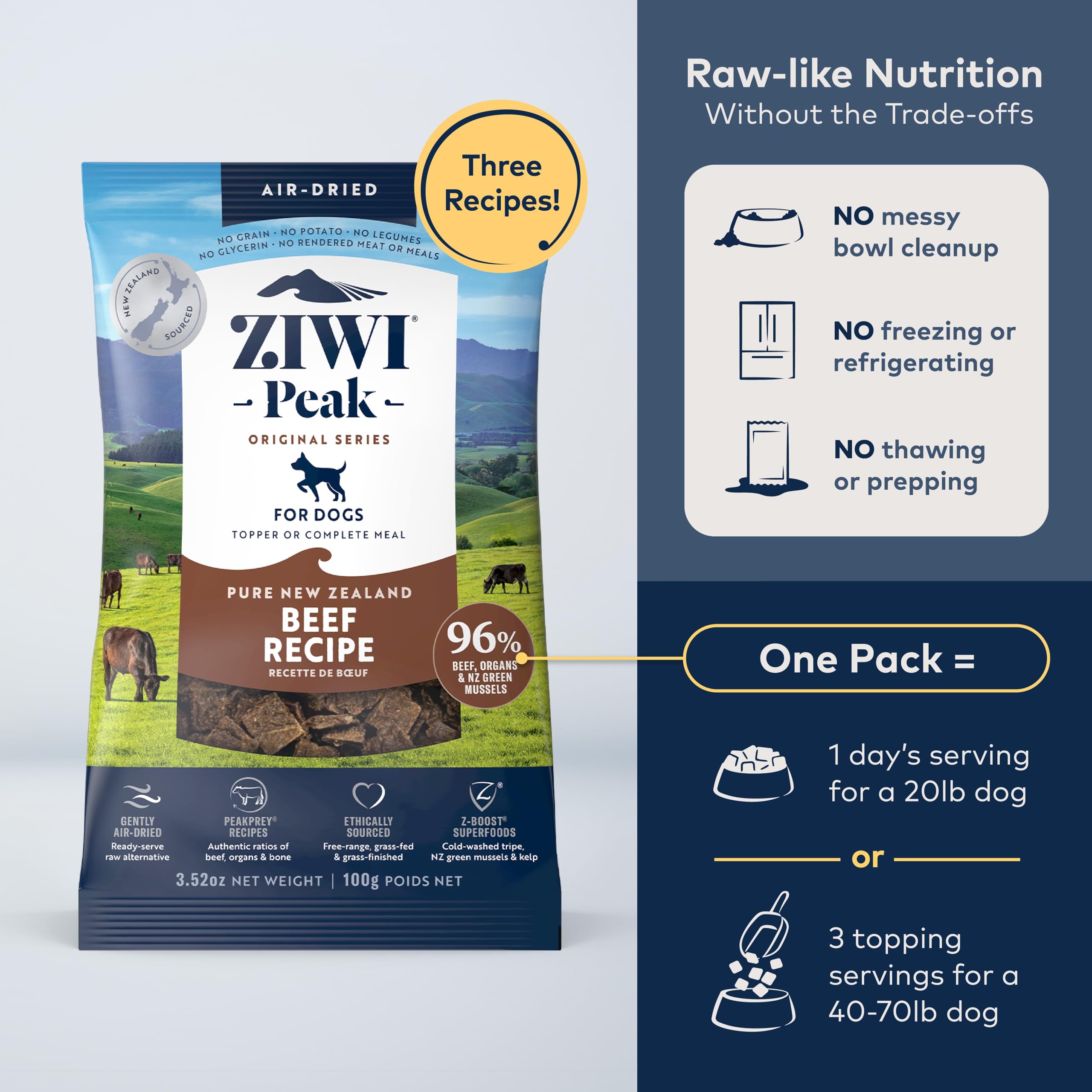 ZIWI Peak: textura crujiente que agrada a perros activos.