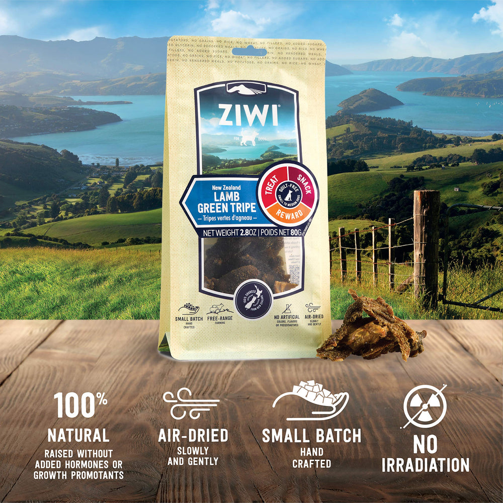 ZIWI Tripa verde de cordero, premio sabroso para perros de todos los tamaños.