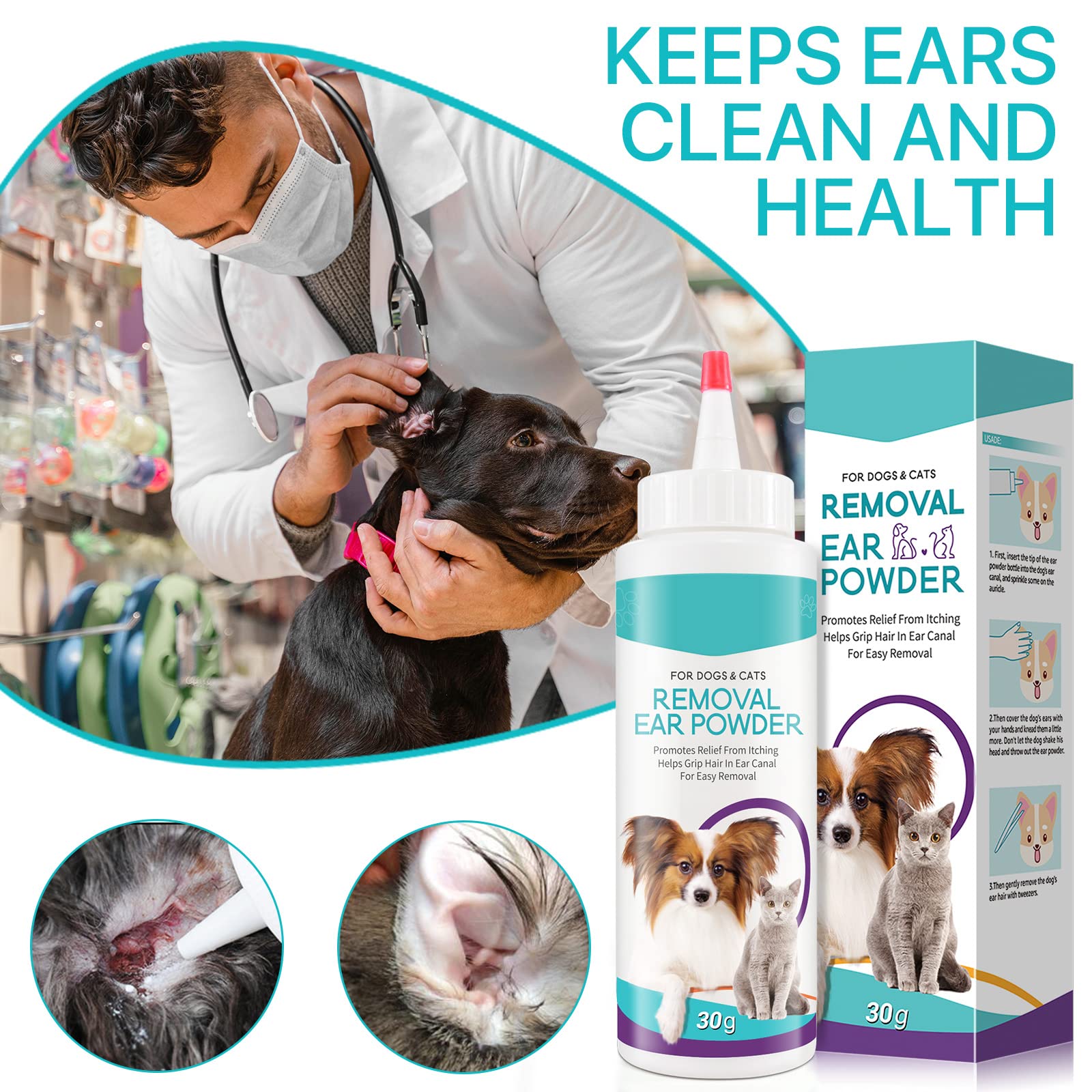 ZIXAOK producto para oídos de perros, higiene diaria de orejas.