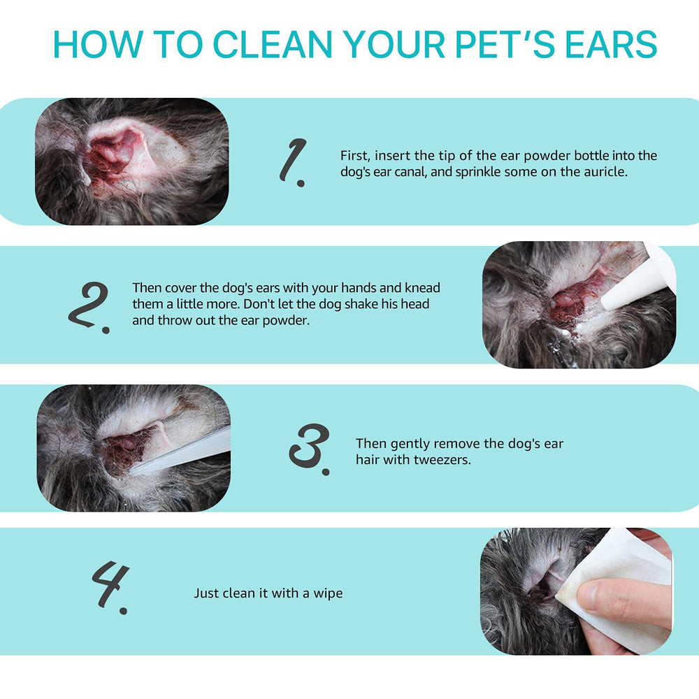 ZIXAOK polvo de limpieza de orejas, secado rápido para perros.
