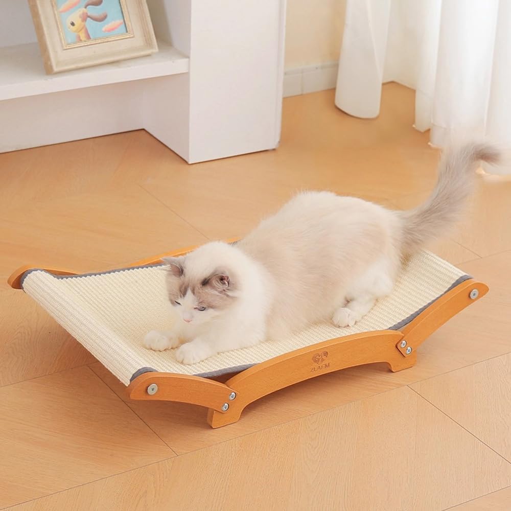 ZLAFM rascador de sisal extra grande con hamaca para gatos, descanso espacioso para dos felinos.