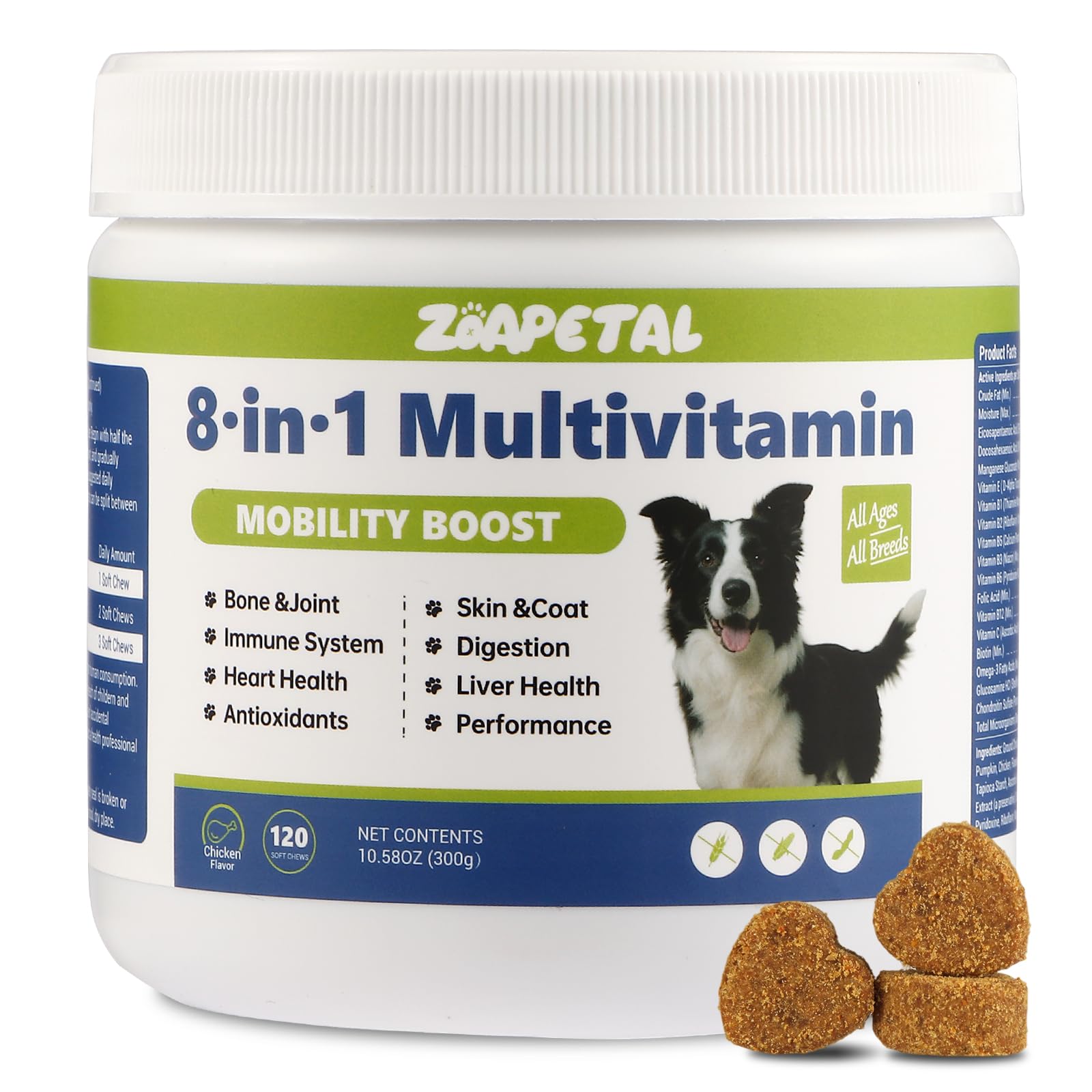 ZOAPETAL empaque del multivitamínico para perros, práctico para uso diario.