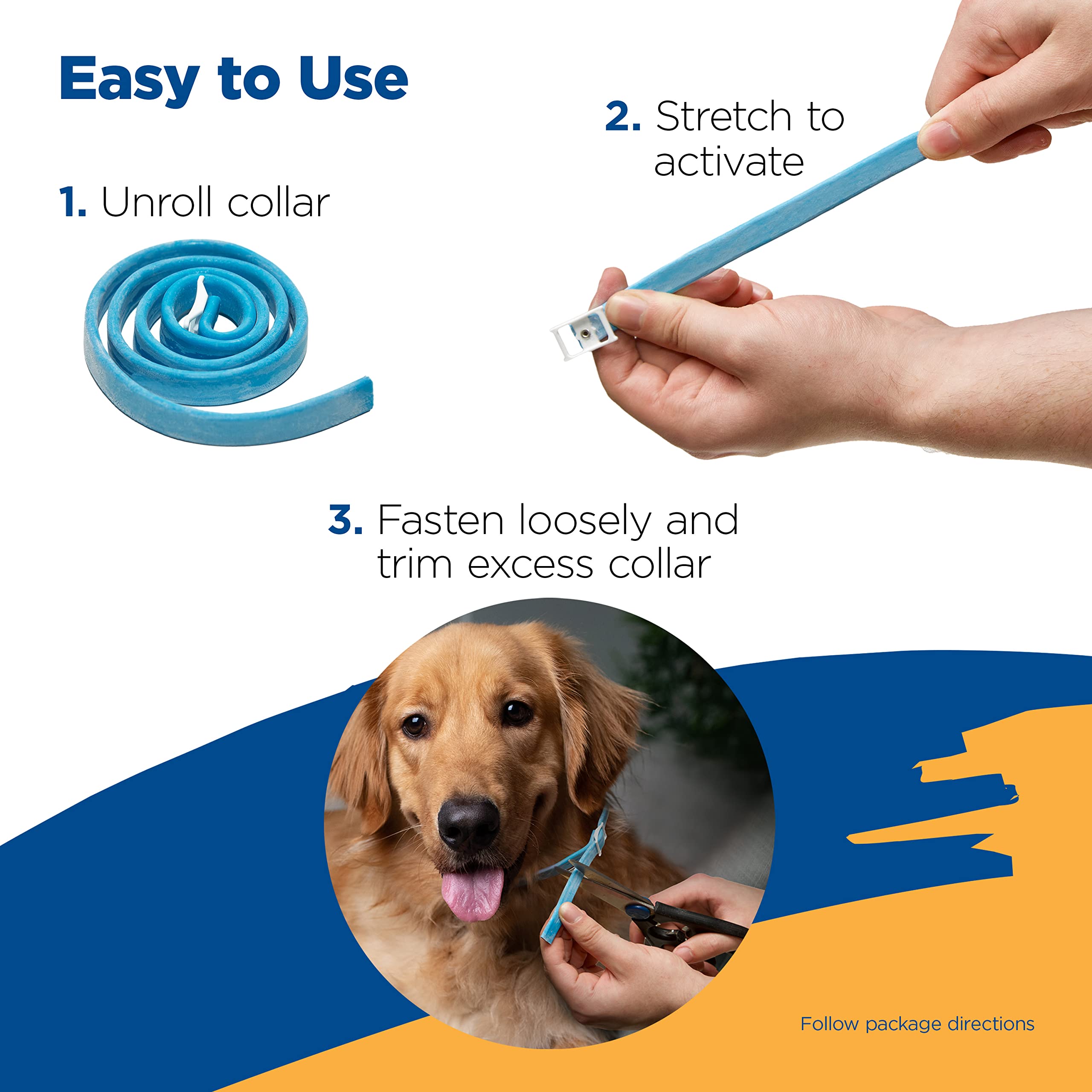 Perro grande nadando; collar Zodiac resistente al agua.