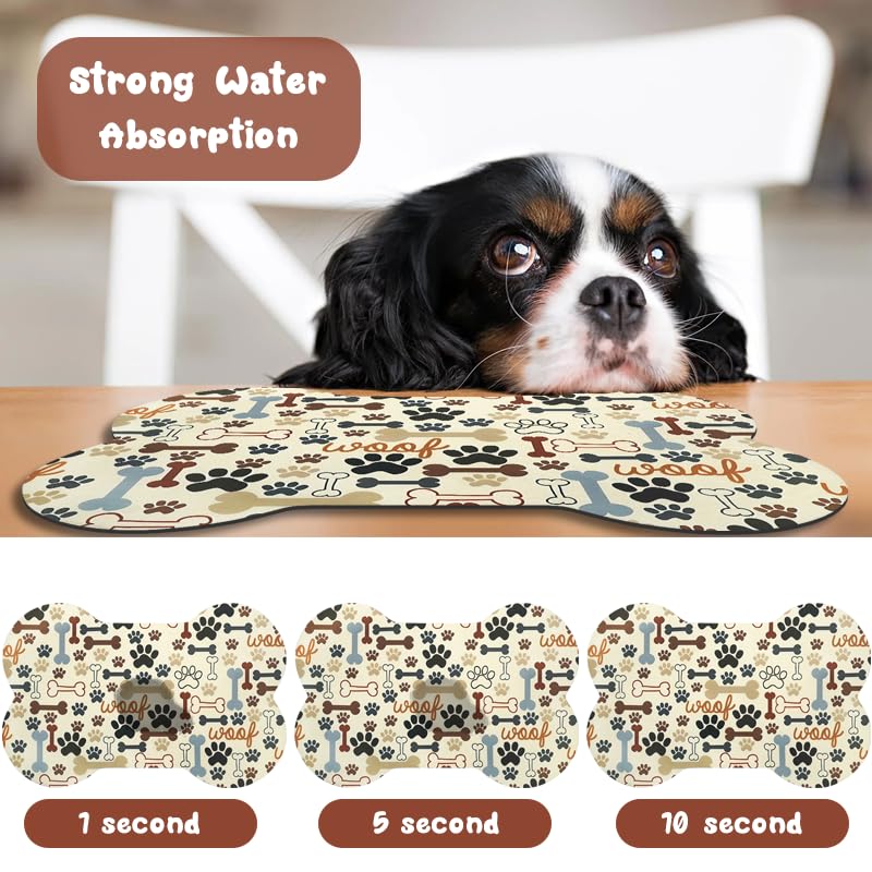 Zoeeya almohadilla para comida de perro con forma de hueso, vista lateral, evita deslizamientos.