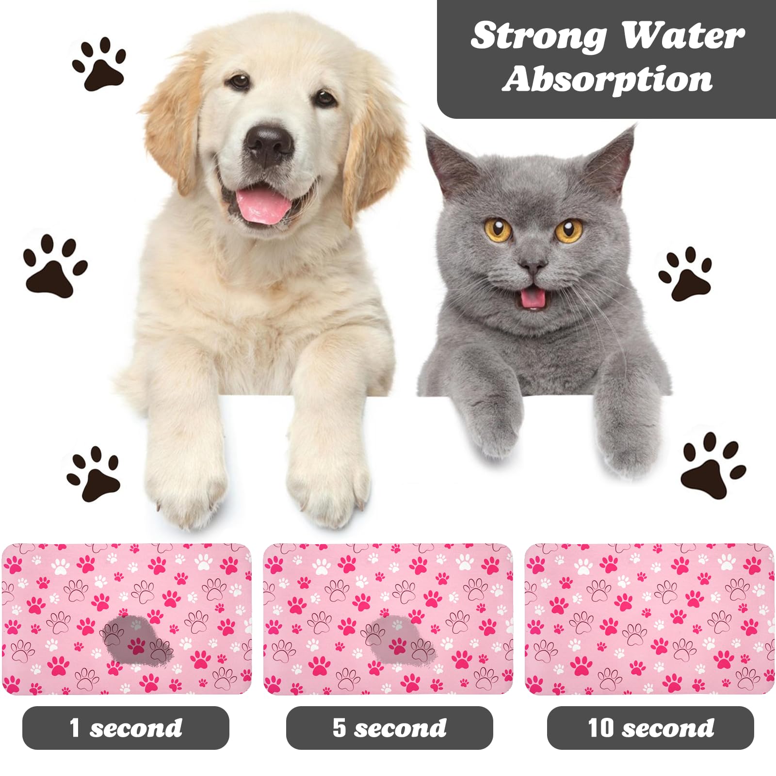 Zoeeya tapete absorbente para agua de mascotas rosa, mantiene el área seca.